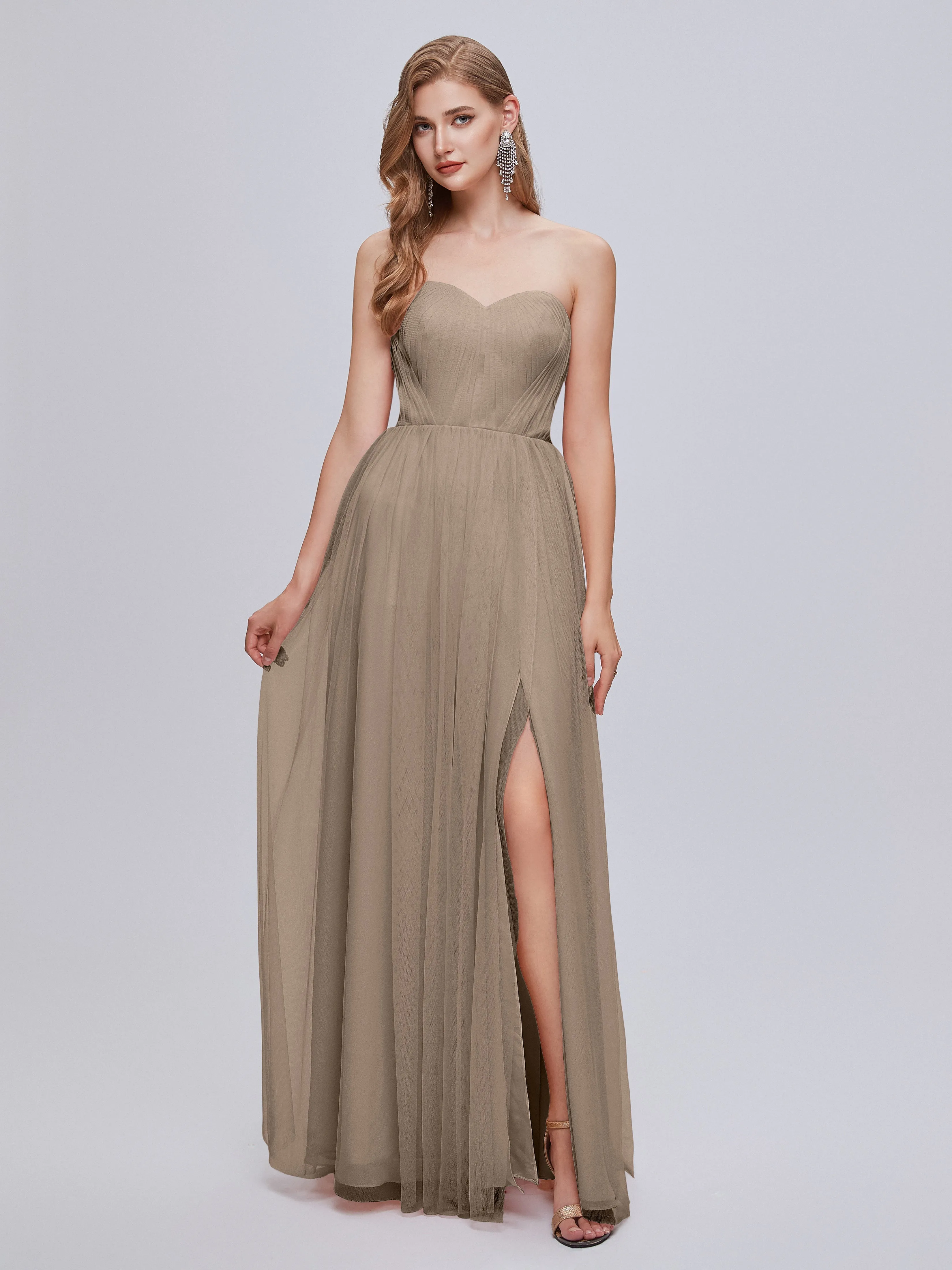 Ayla Split Convertible Chiffon Bridesmaid Dresses With Tulle