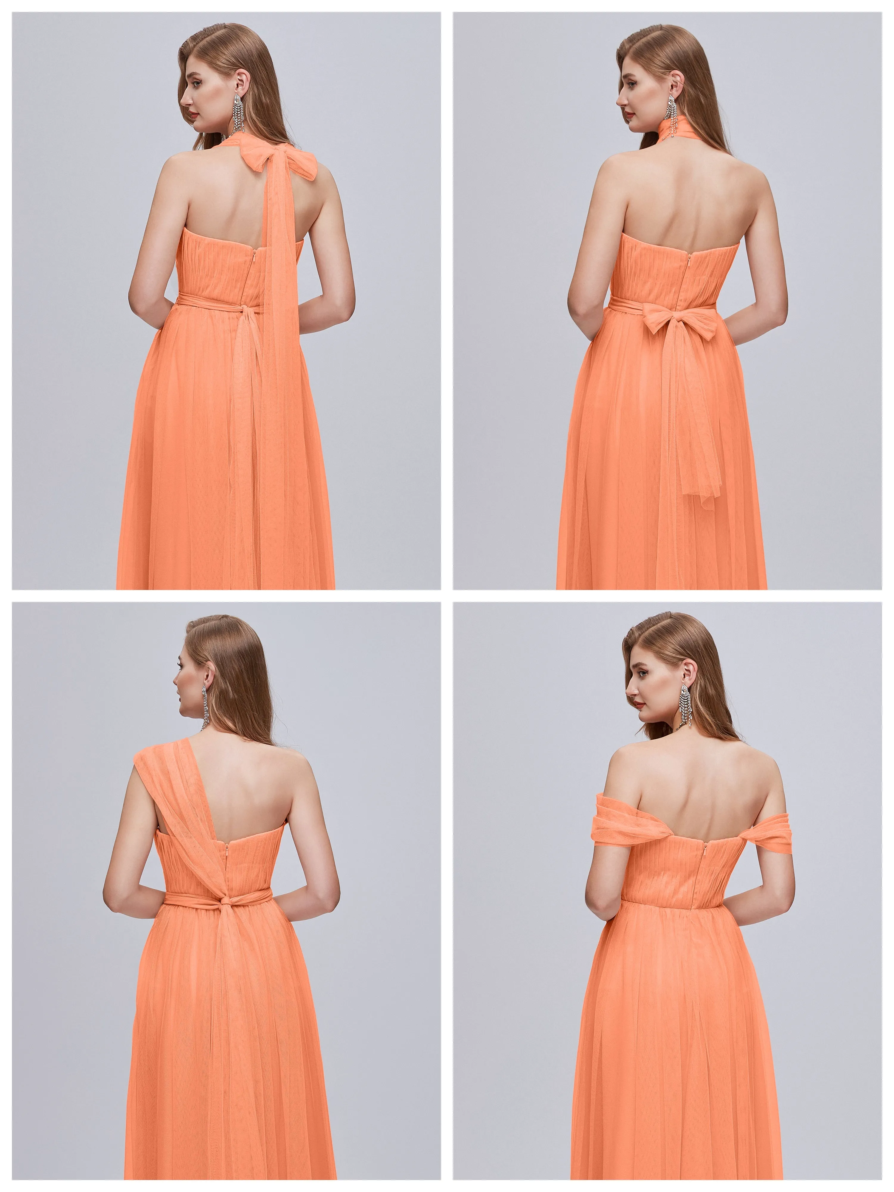 Ayla Split Convertible Chiffon Bridesmaid Dresses With Tulle