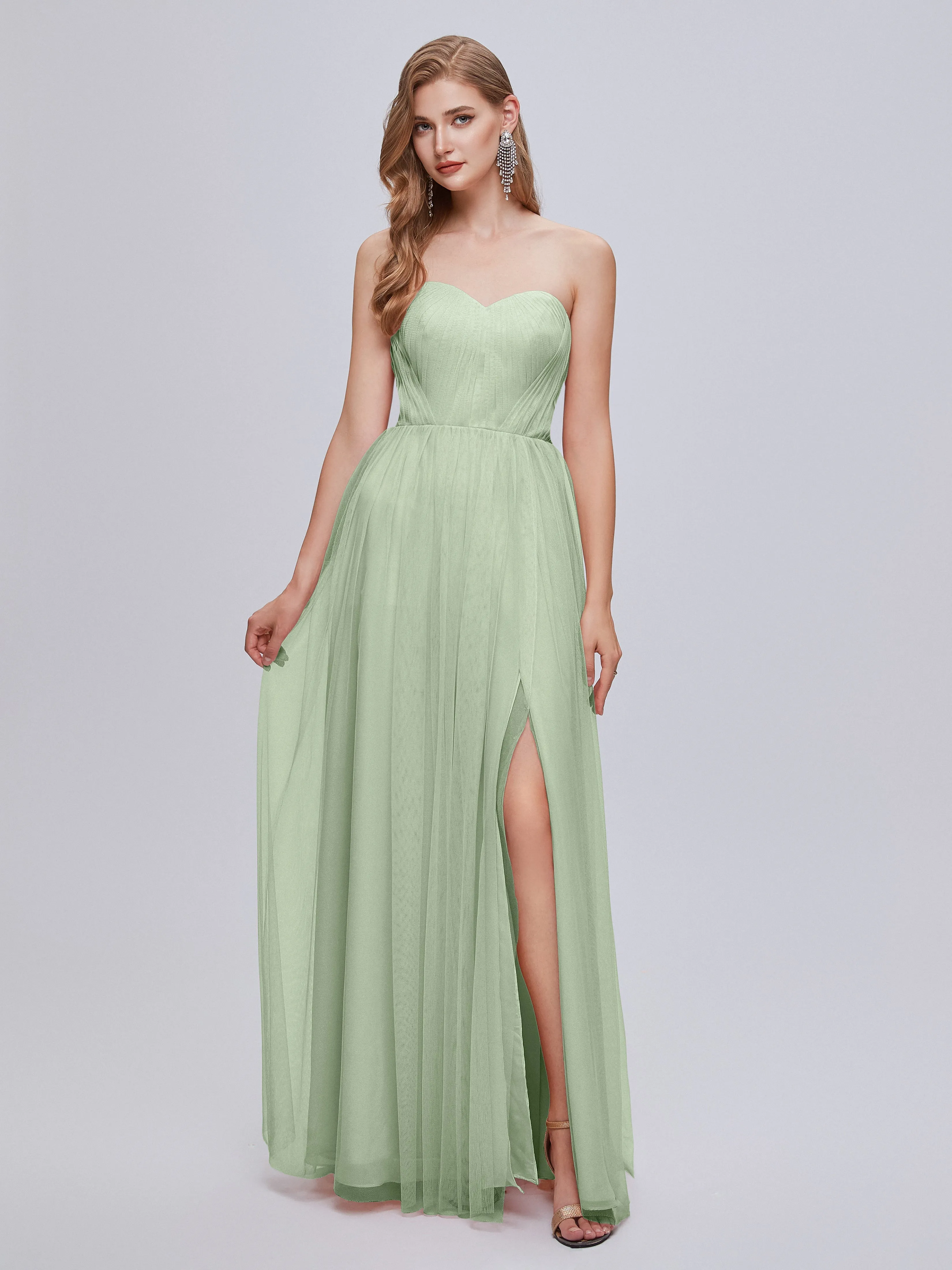 Ayla Split Convertible Chiffon Bridesmaid Dresses With Tulle