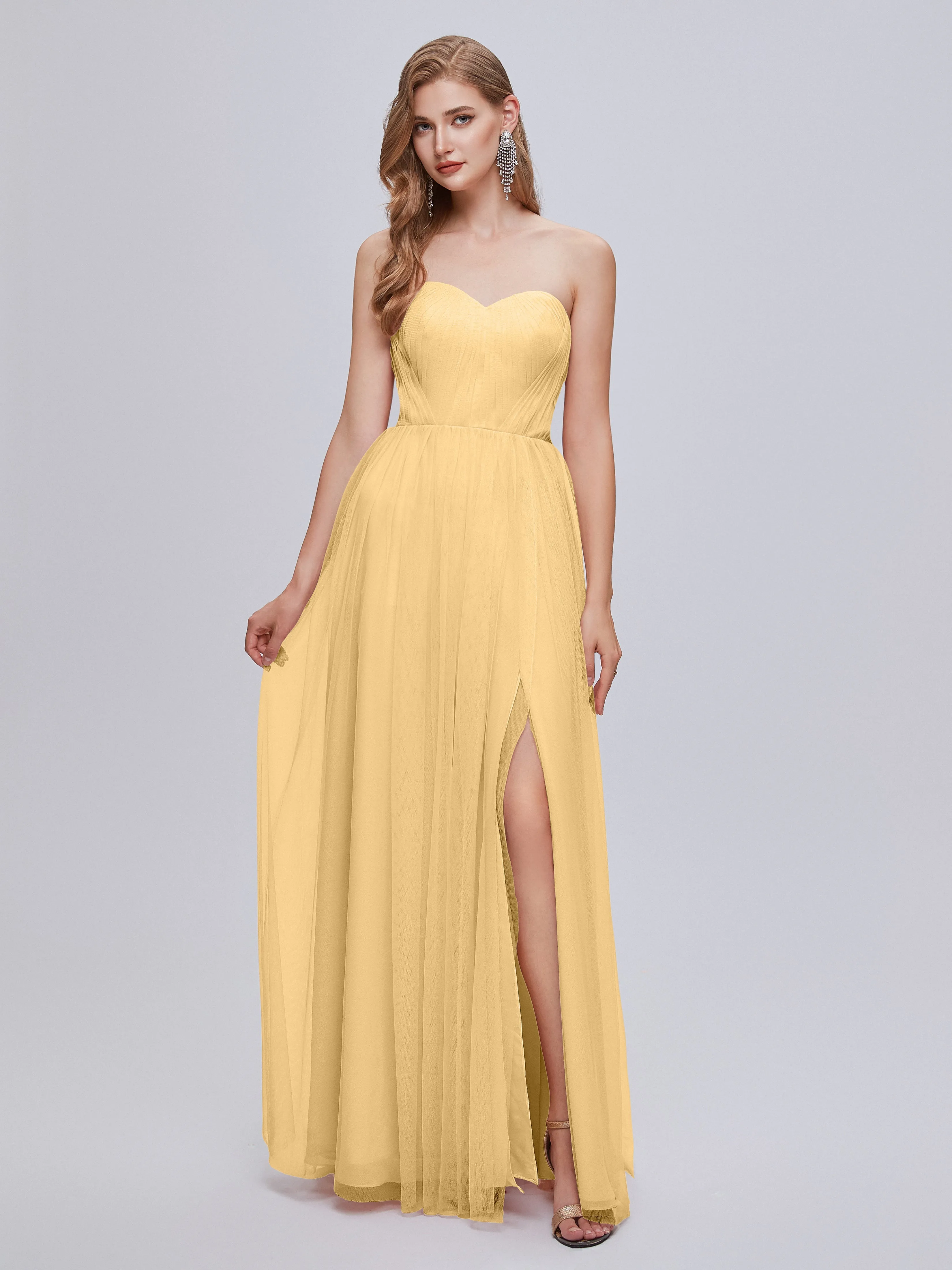 Ayla Split Convertible Chiffon Bridesmaid Dresses With Tulle