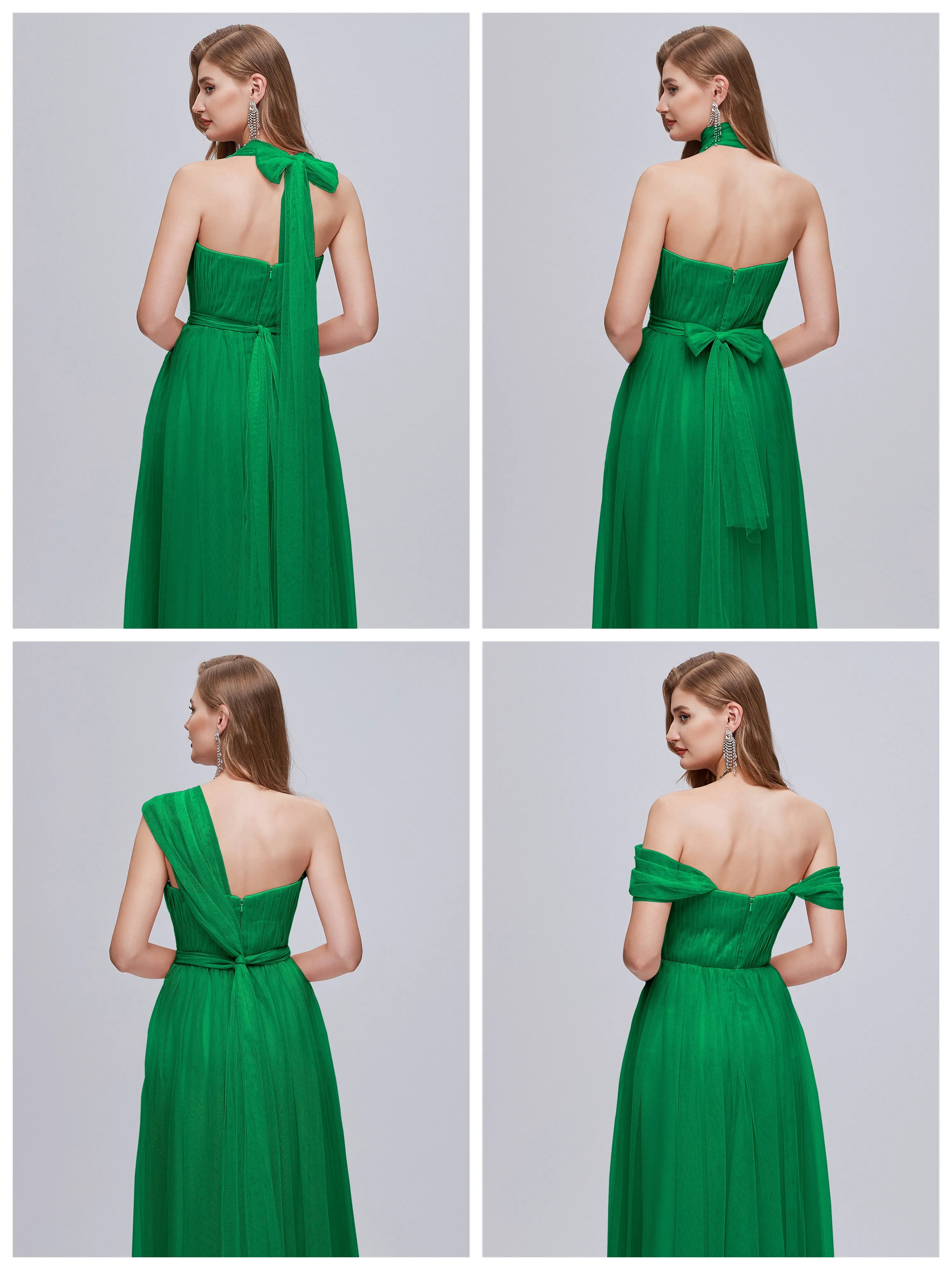 Ayla Split Convertible Chiffon Bridesmaid Dresses With Tulle
