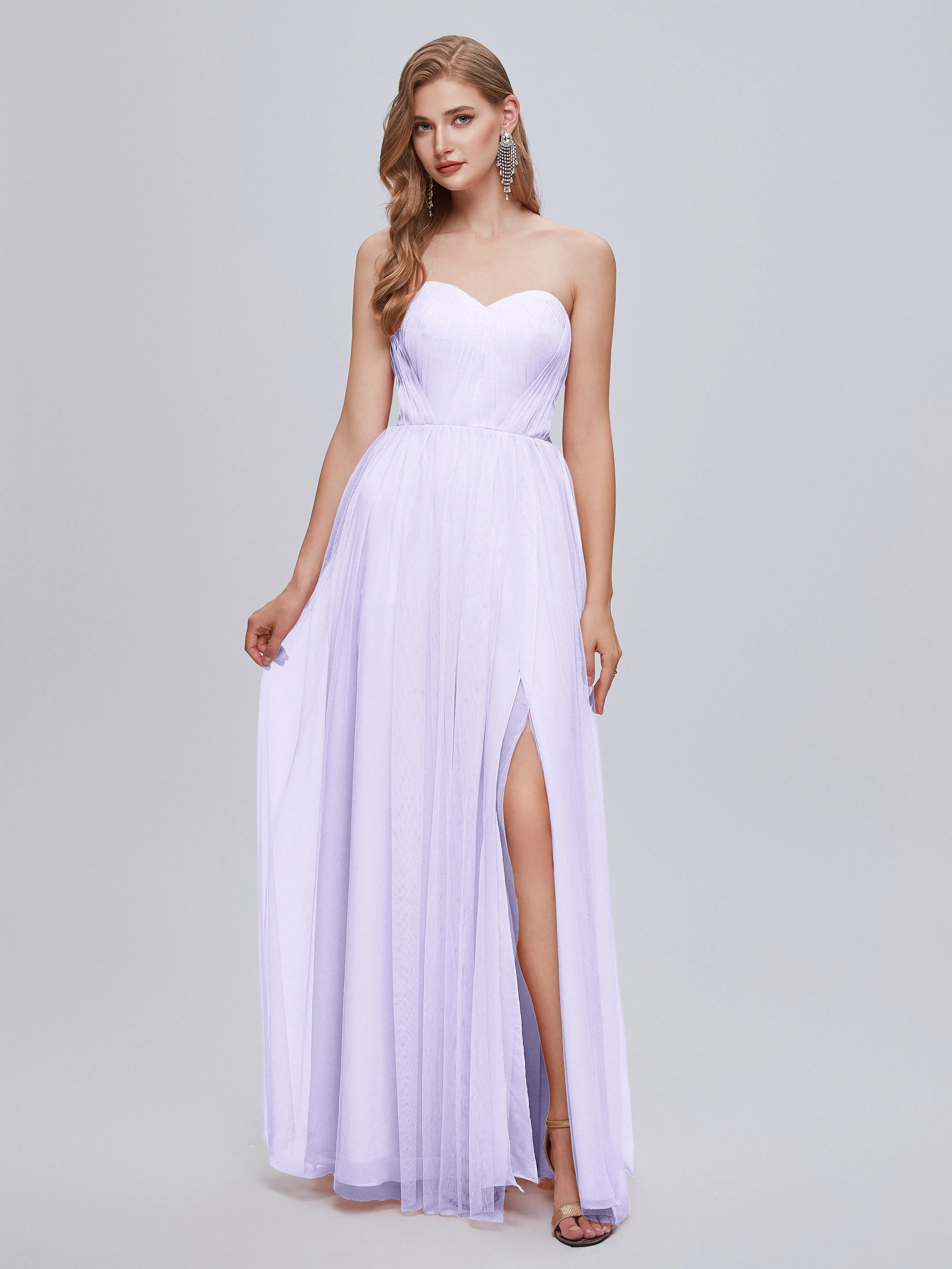 Ayla Split Convertible Chiffon Bridesmaid Dresses With Tulle