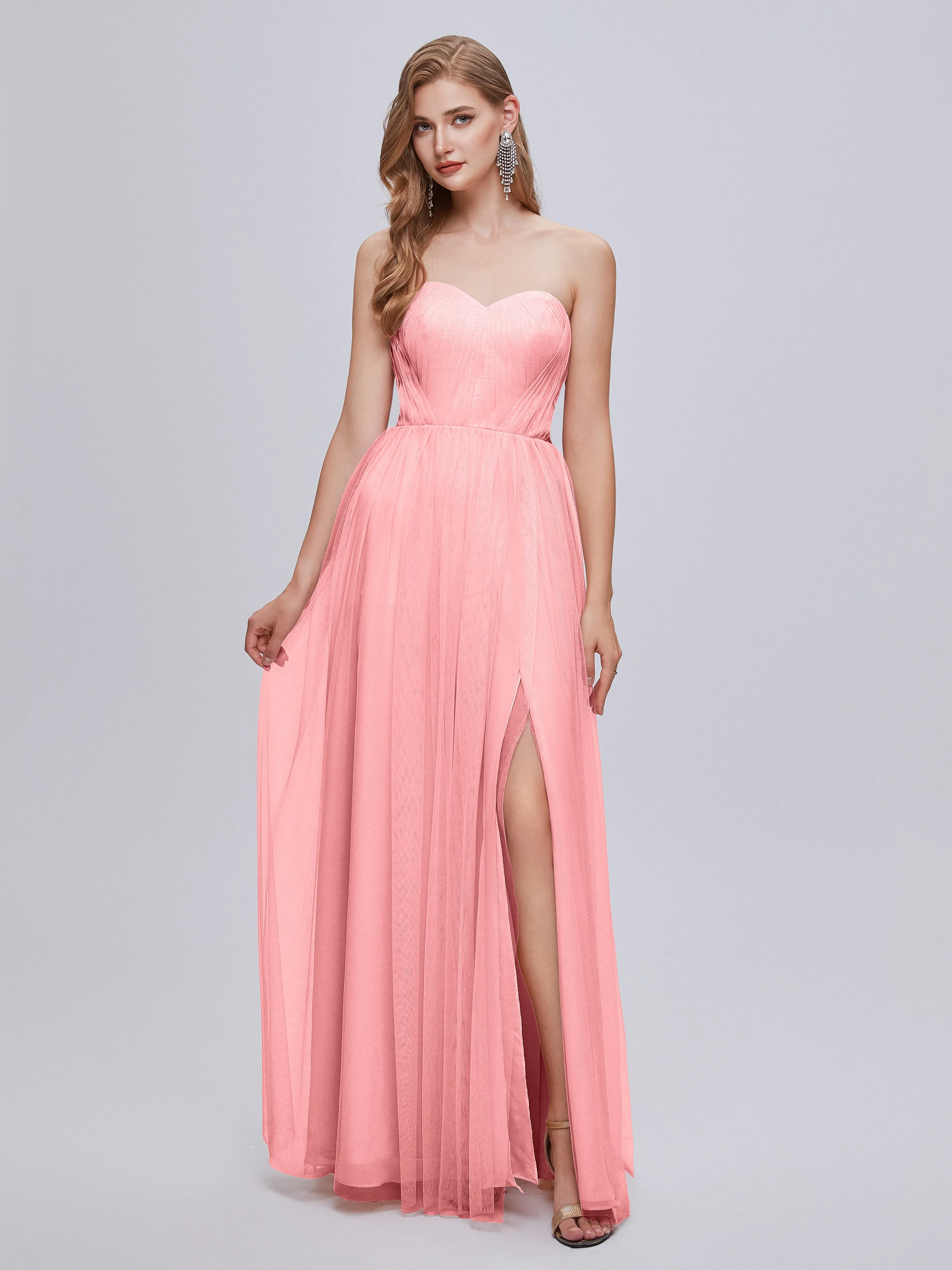 Ayla Split Convertible Chiffon Bridesmaid Dresses With Tulle