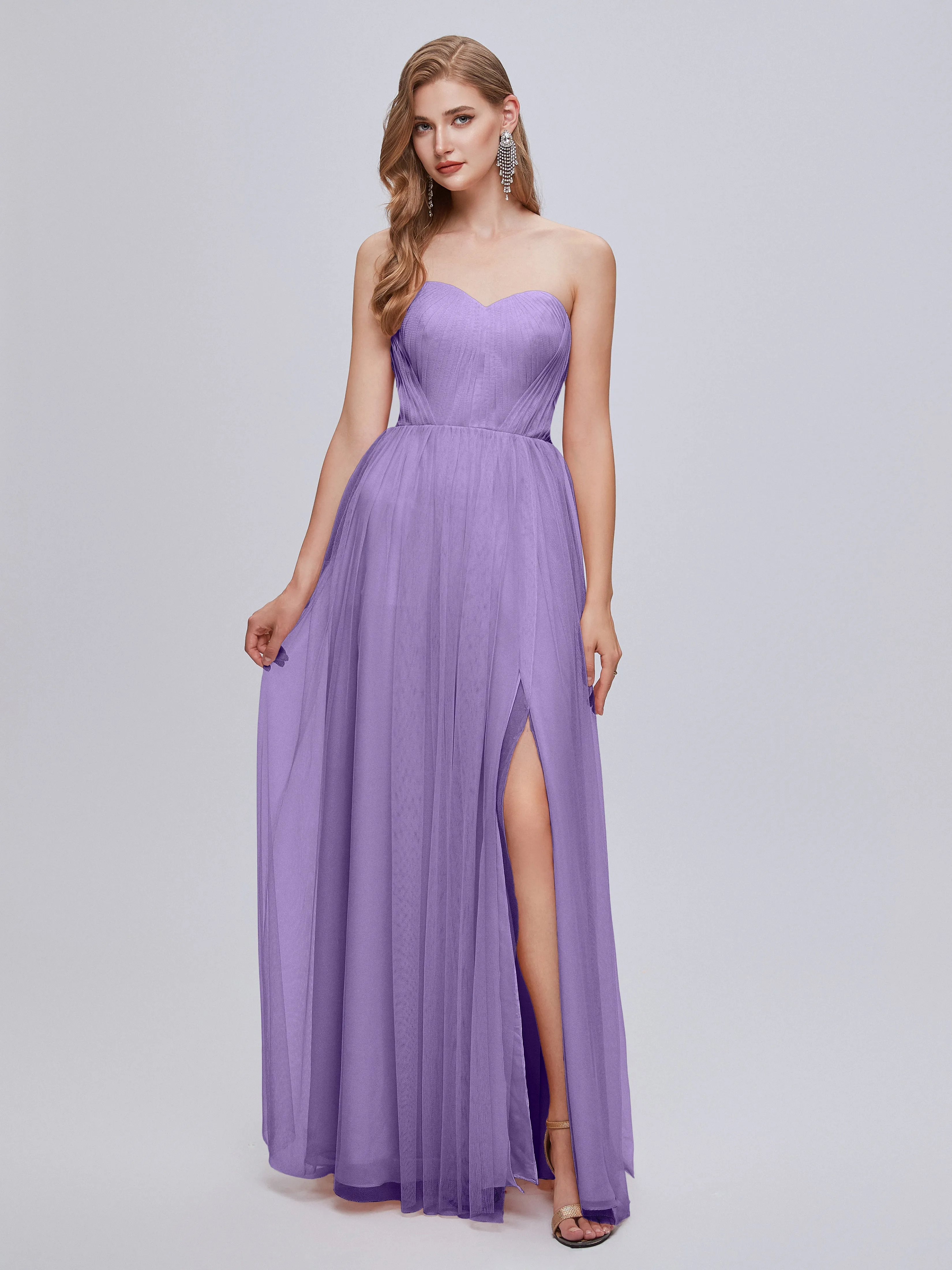 Ayla Split Convertible Chiffon Bridesmaid Dresses With Tulle