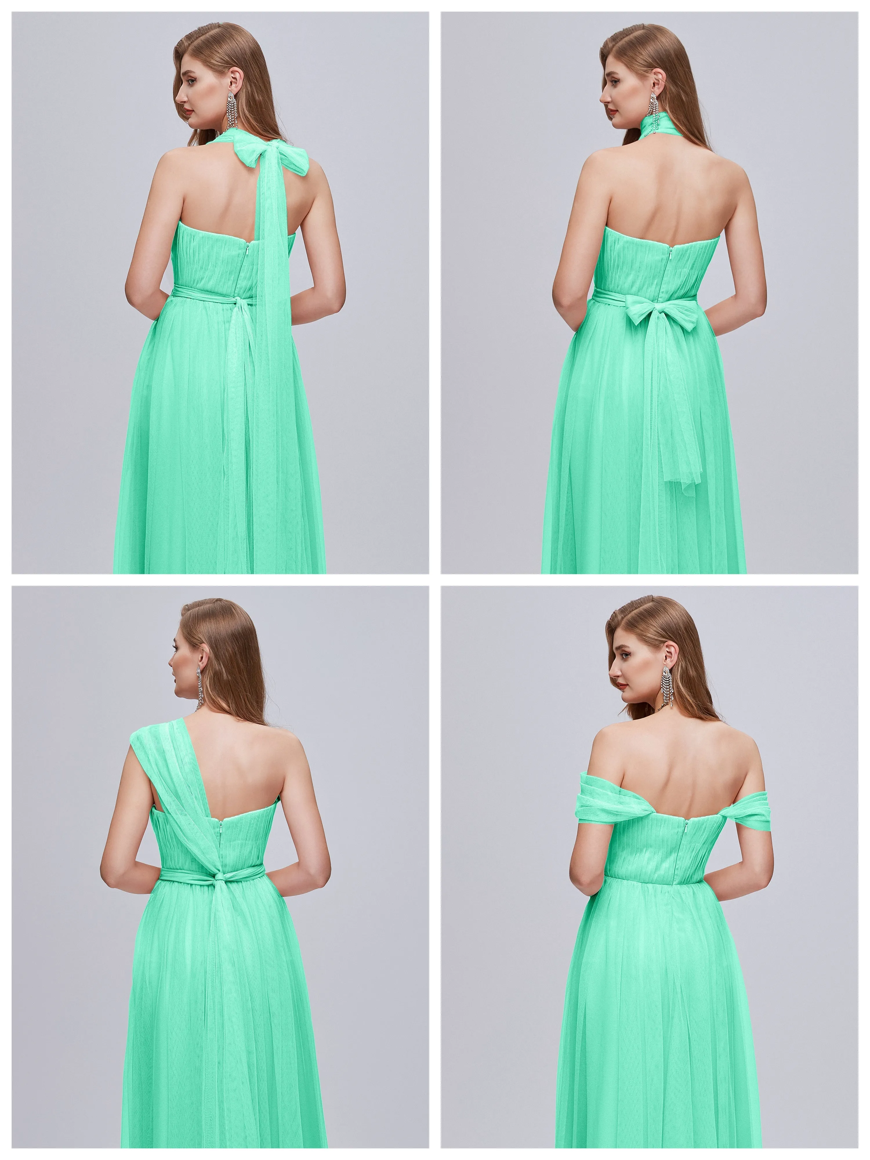 Ayla Split Convertible Chiffon Bridesmaid Dresses With Tulle