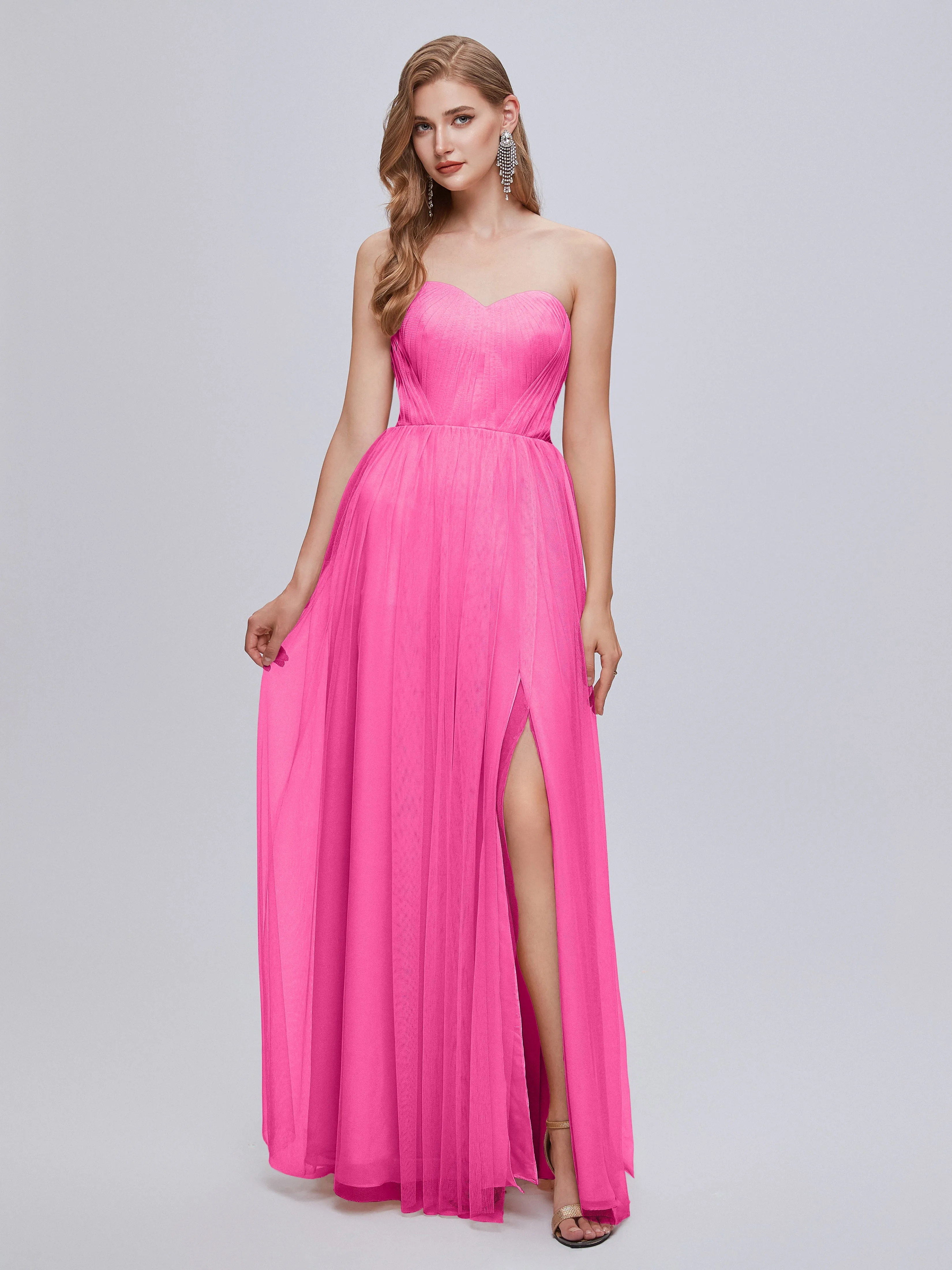 Ayla Split Convertible Chiffon Bridesmaid Dresses With Tulle