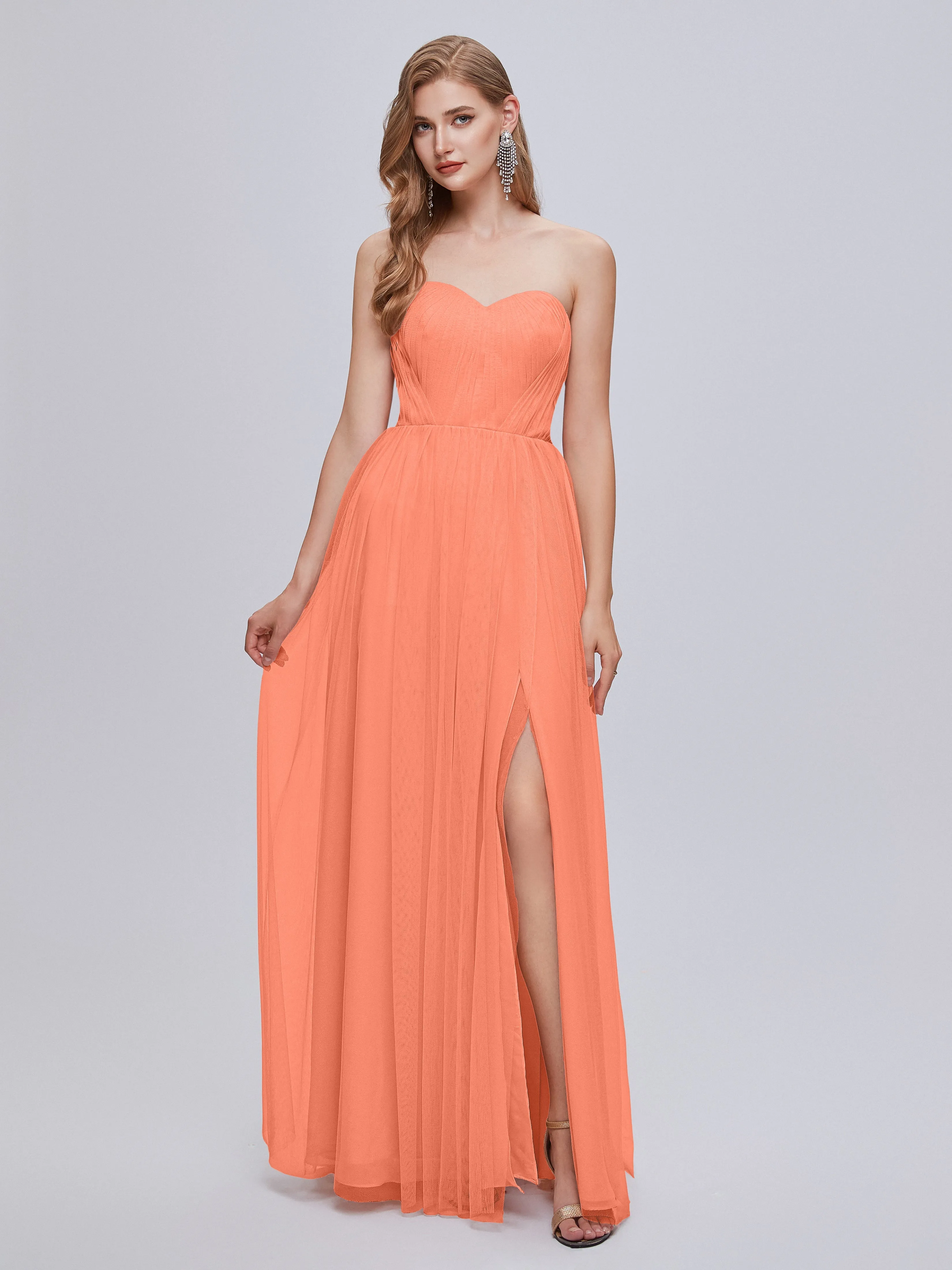 Ayla Split Convertible Chiffon Bridesmaid Dresses With Tulle