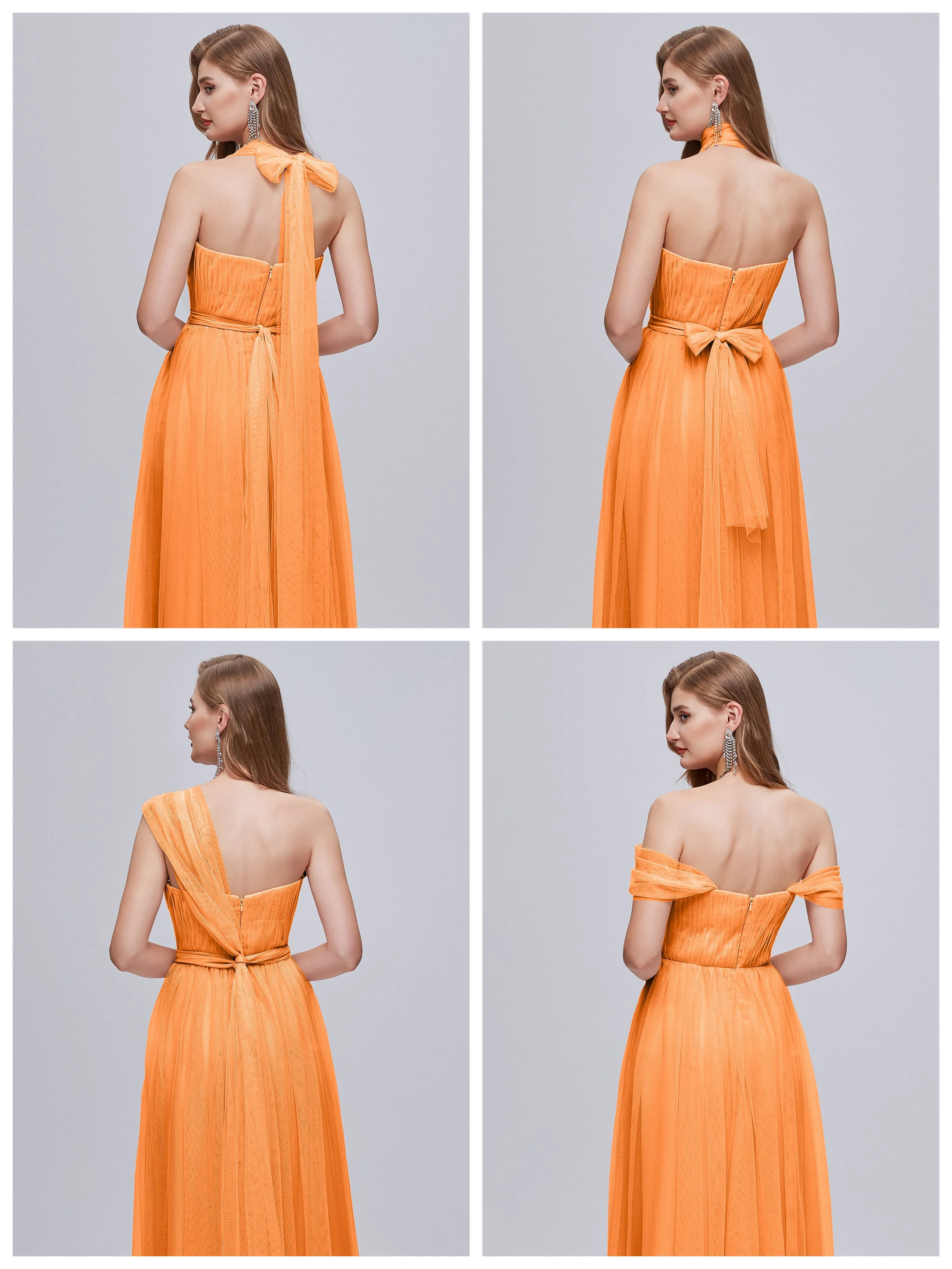 Ayla Split Convertible Chiffon Bridesmaid Dresses With Tulle