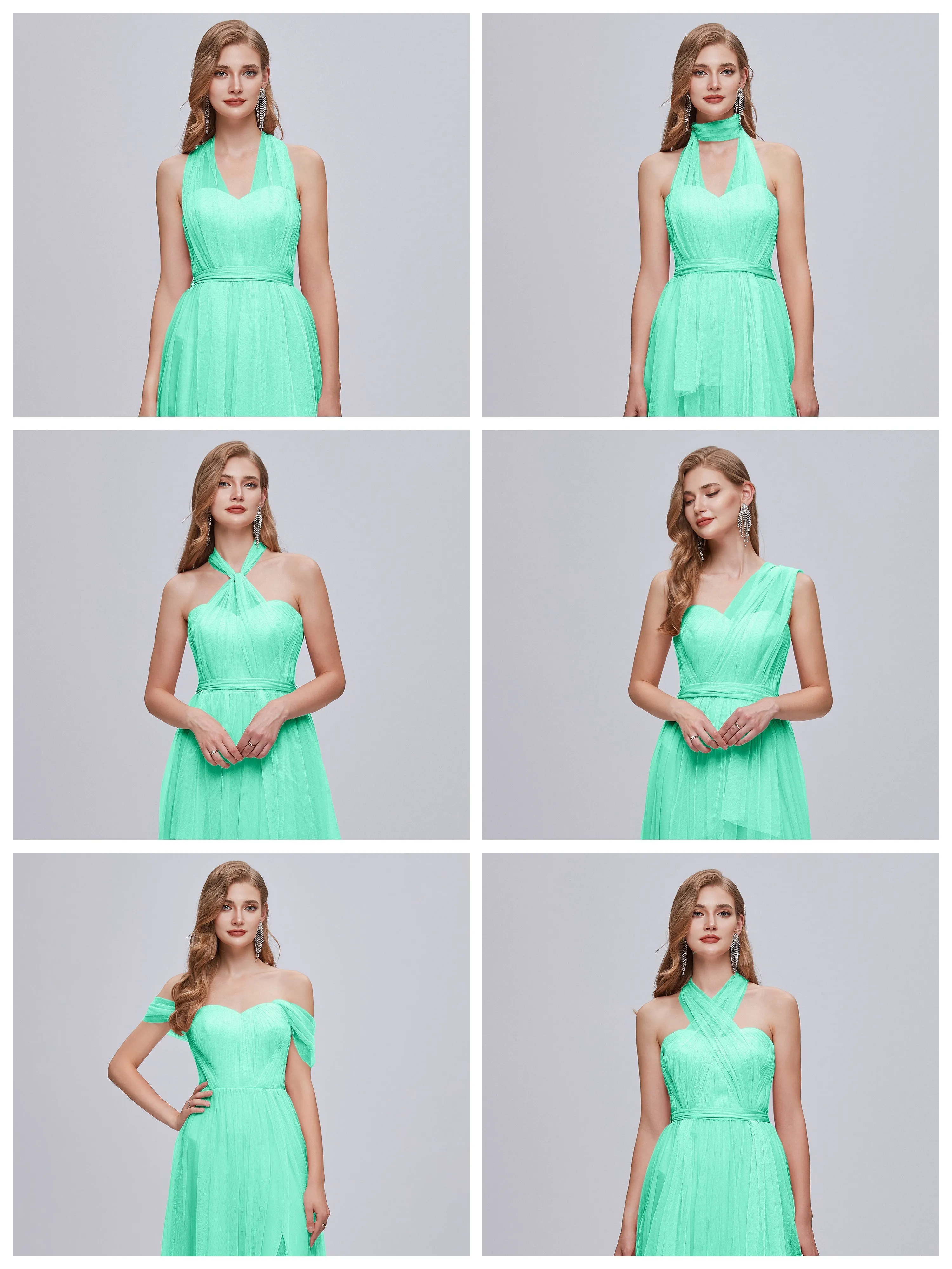 Ayla Split Convertible Chiffon Bridesmaid Dresses With Tulle
