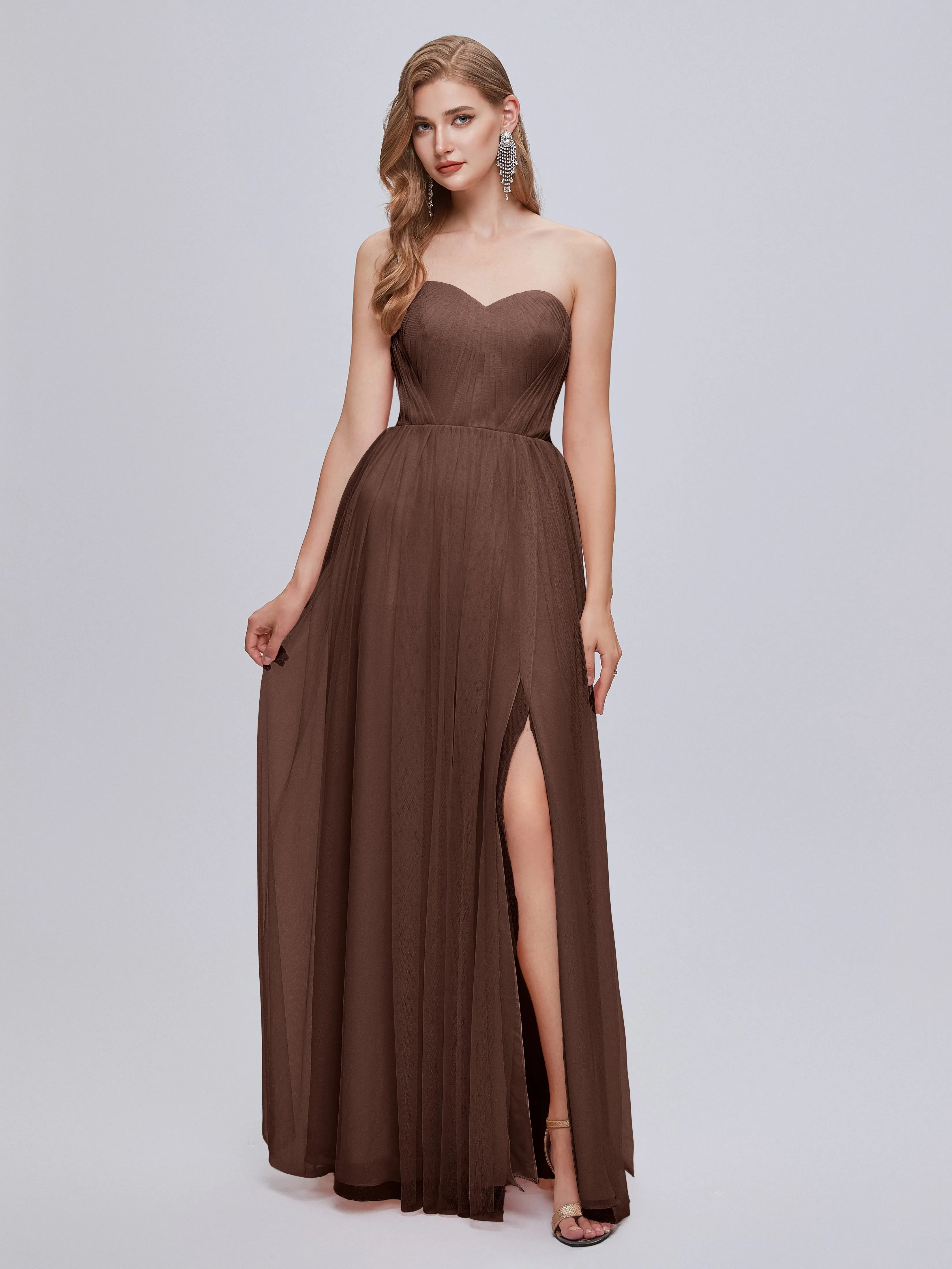 Ayla Split Convertible Chiffon Bridesmaid Dresses With Tulle