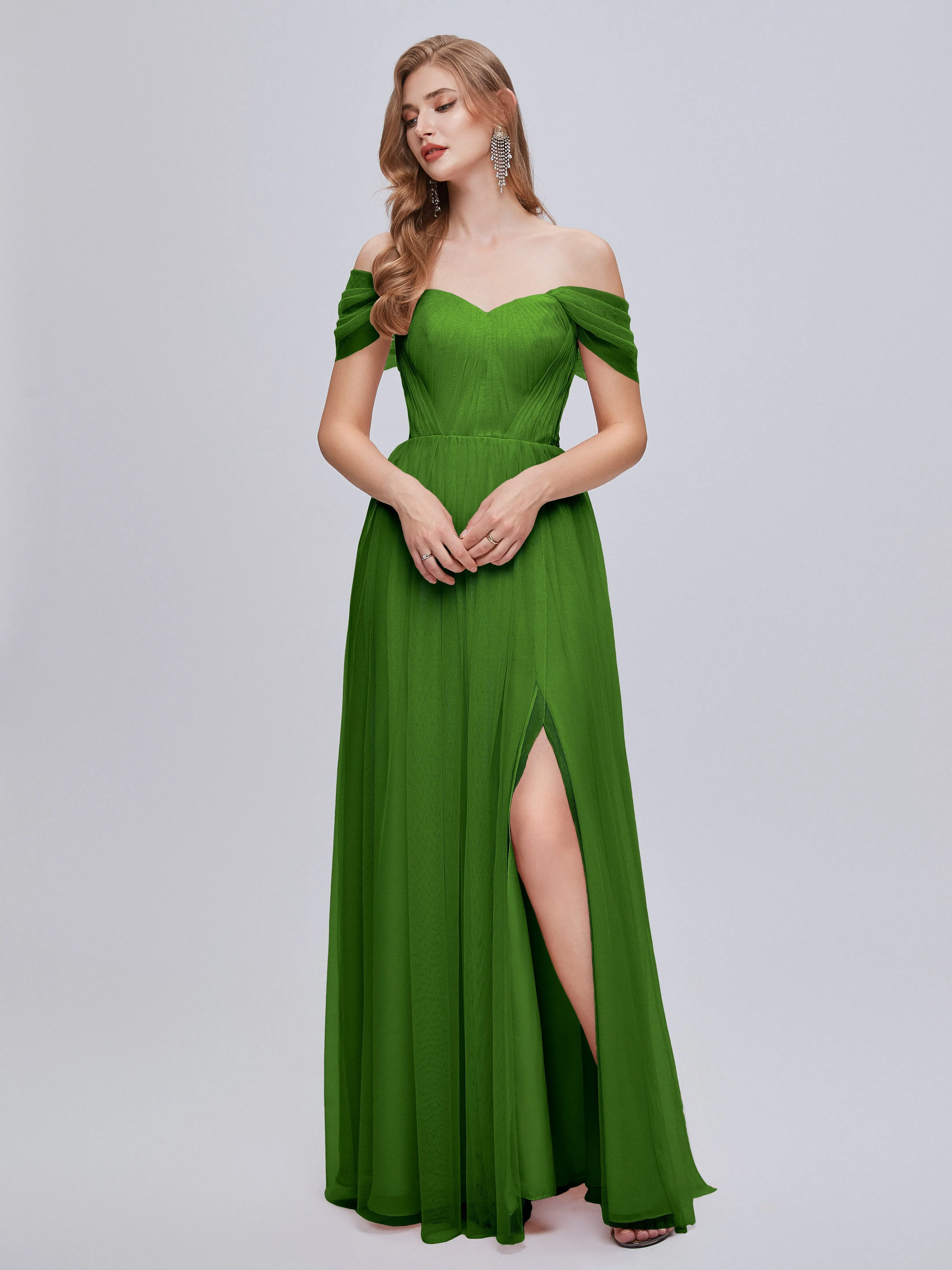 Ayla Split Convertible Chiffon Bridesmaid Dresses With Tulle