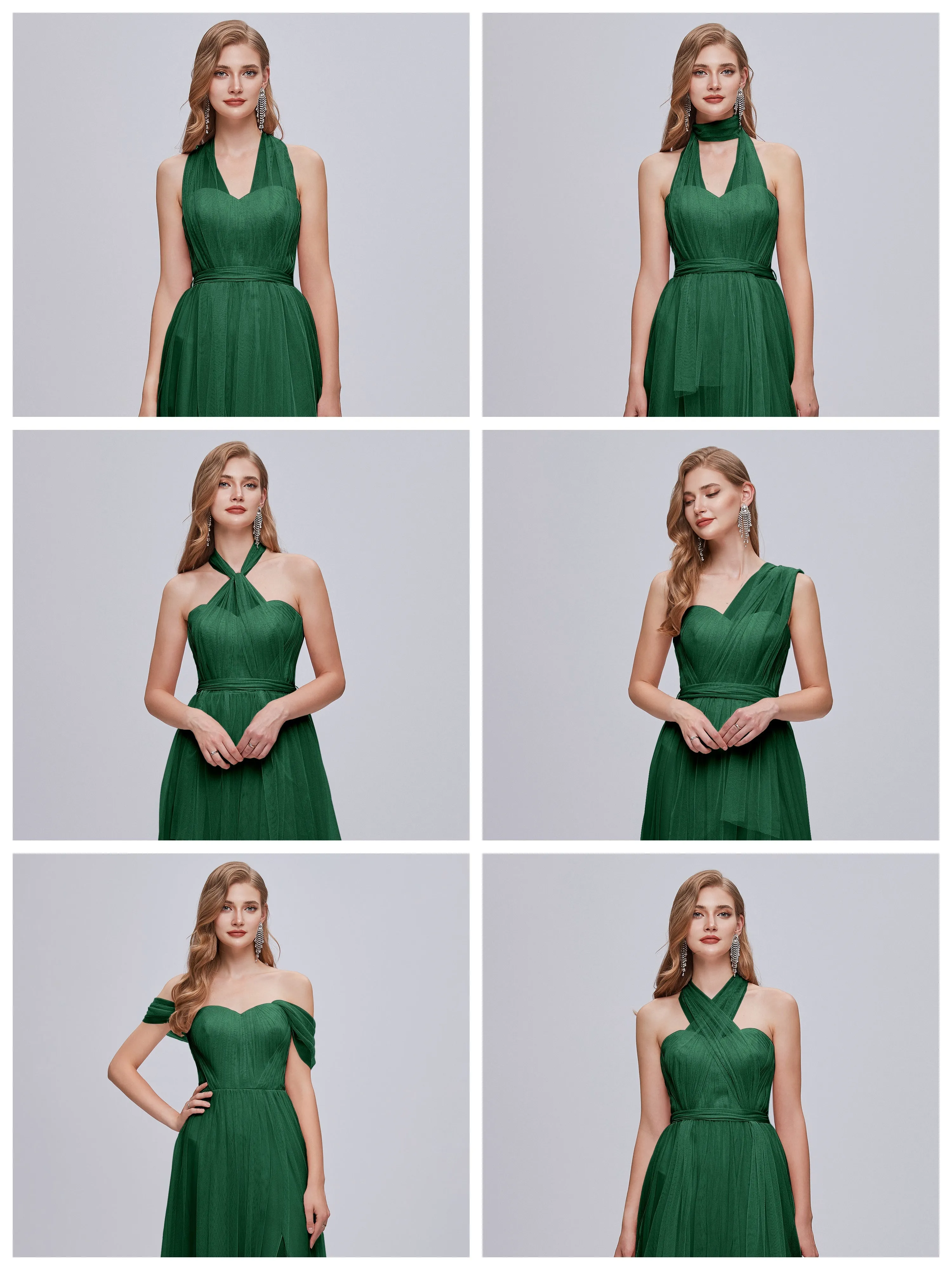 Ayla Split Convertible Chiffon Bridesmaid Dresses With Tulle