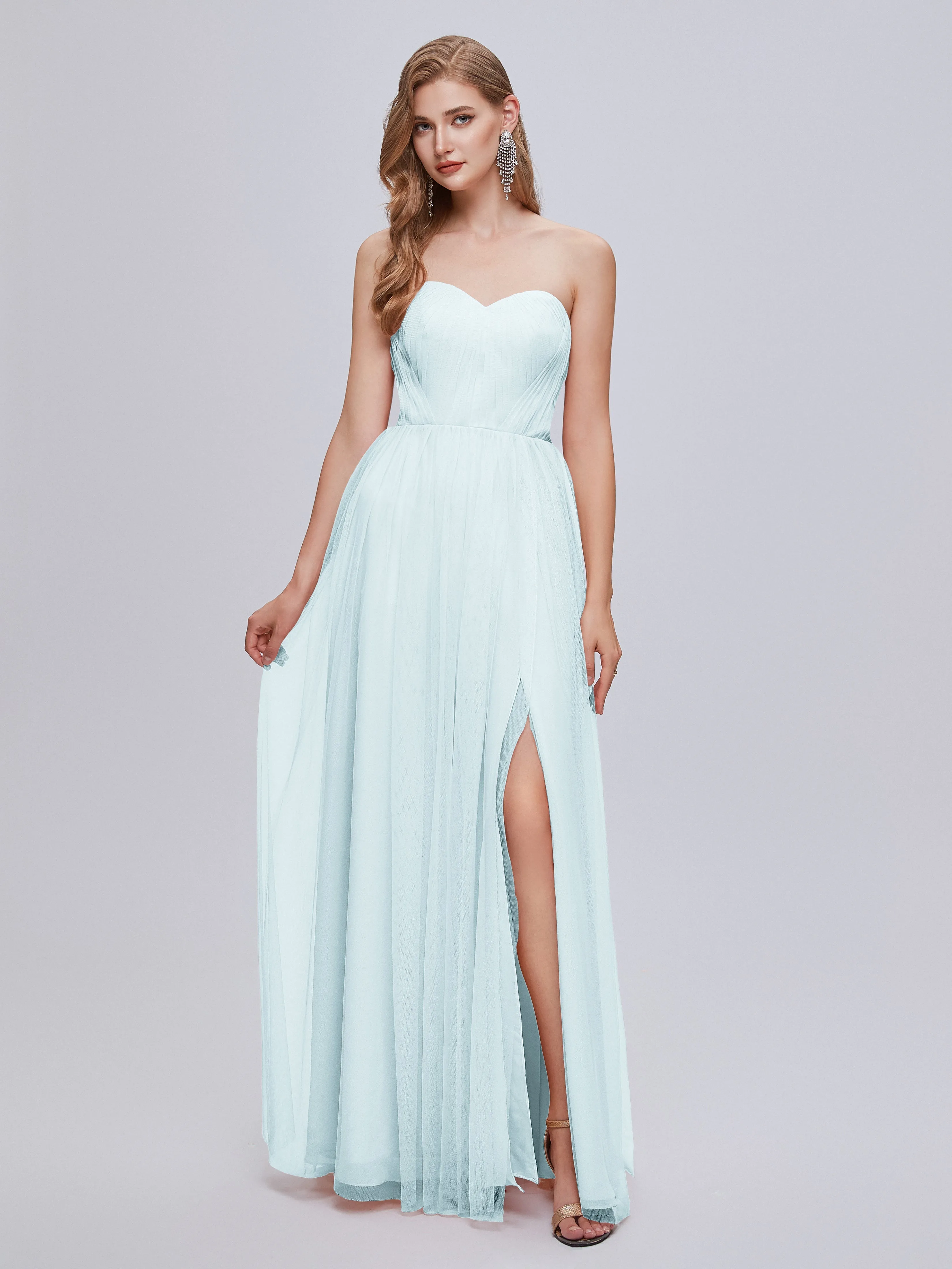 Ayla Split Convertible Chiffon Bridesmaid Dresses With Tulle