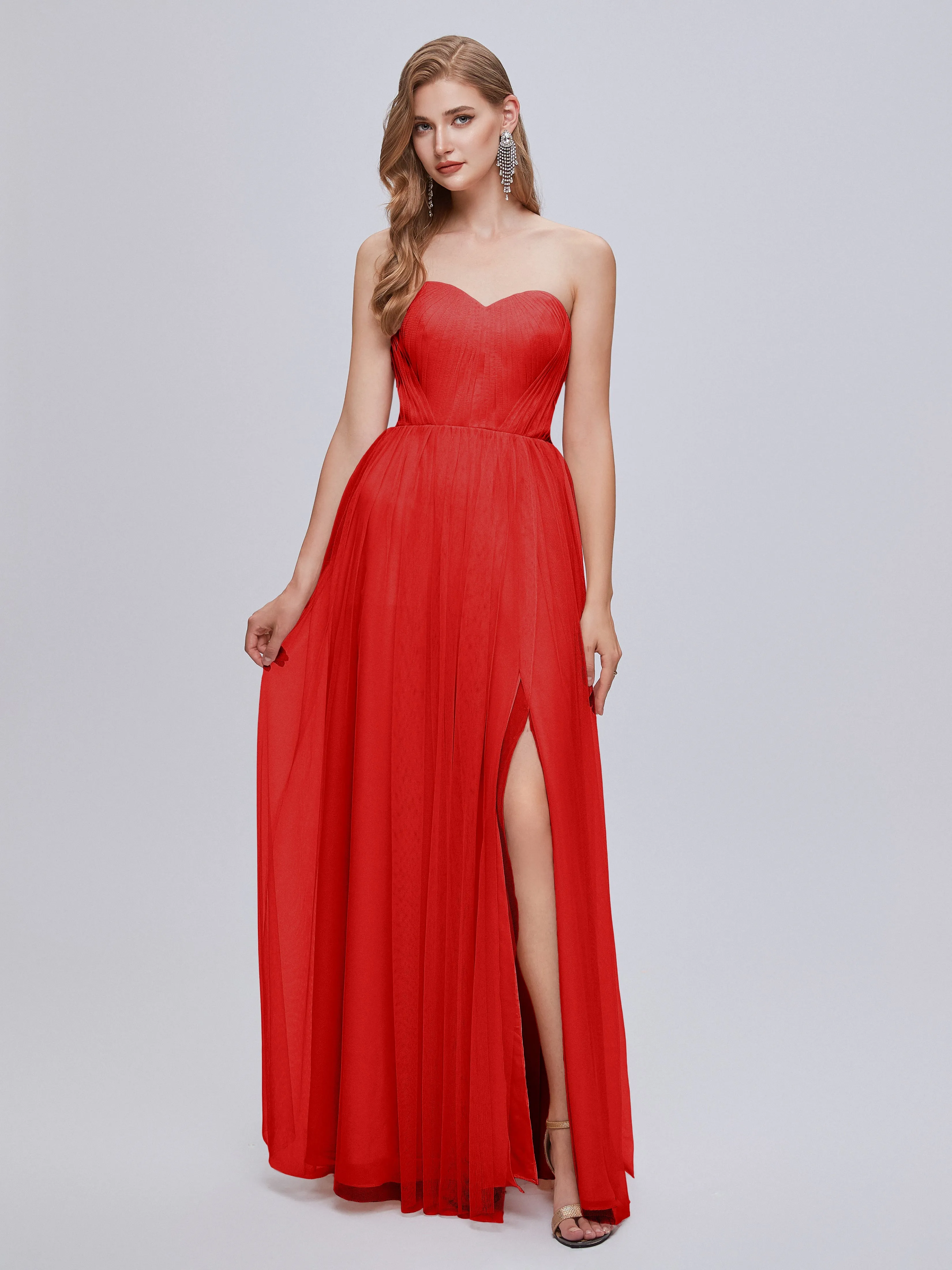 Ayla Split Convertible Chiffon Bridesmaid Dresses With Tulle