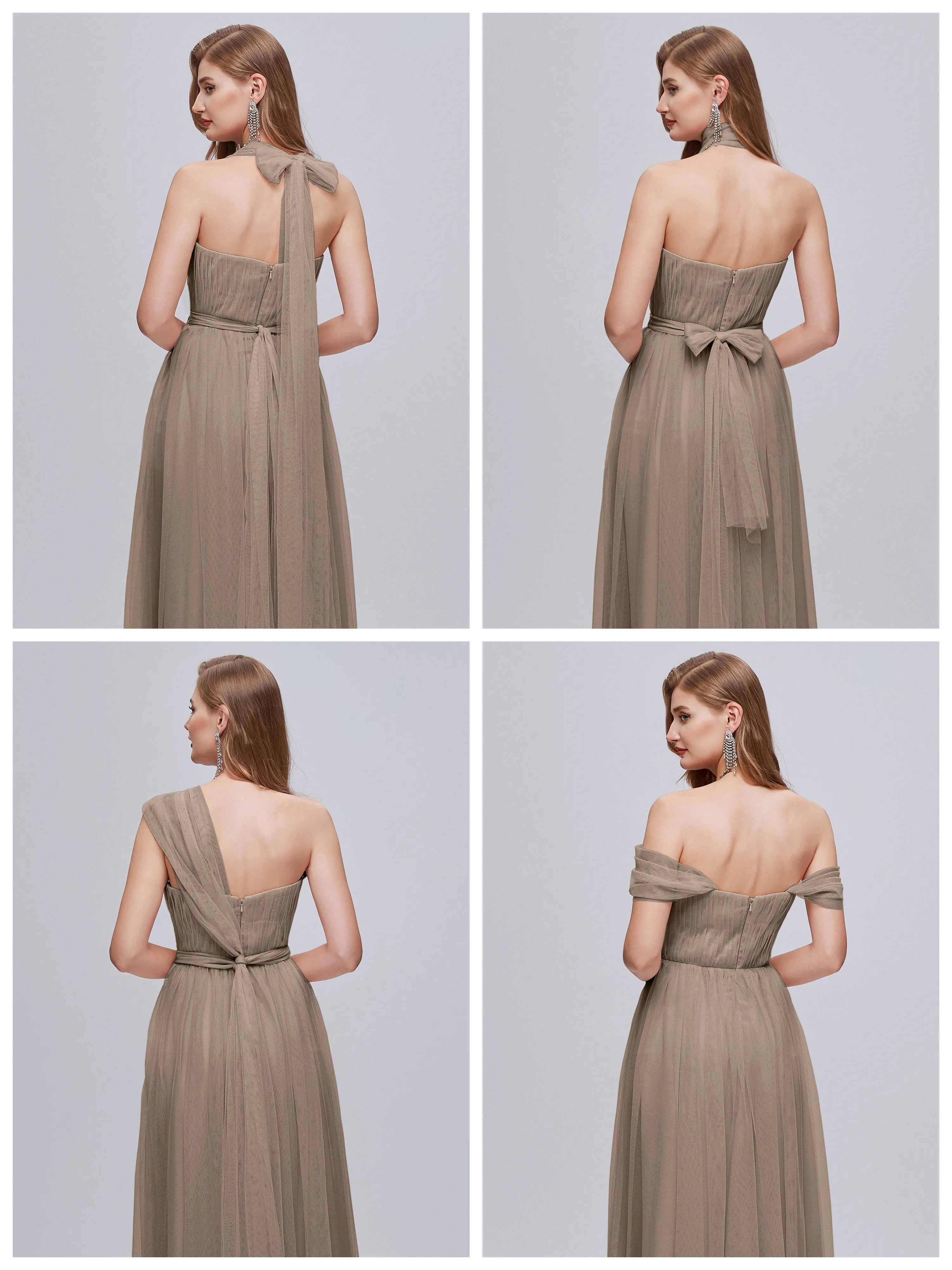 Ayla Split Convertible Chiffon Bridesmaid Dresses With Tulle
