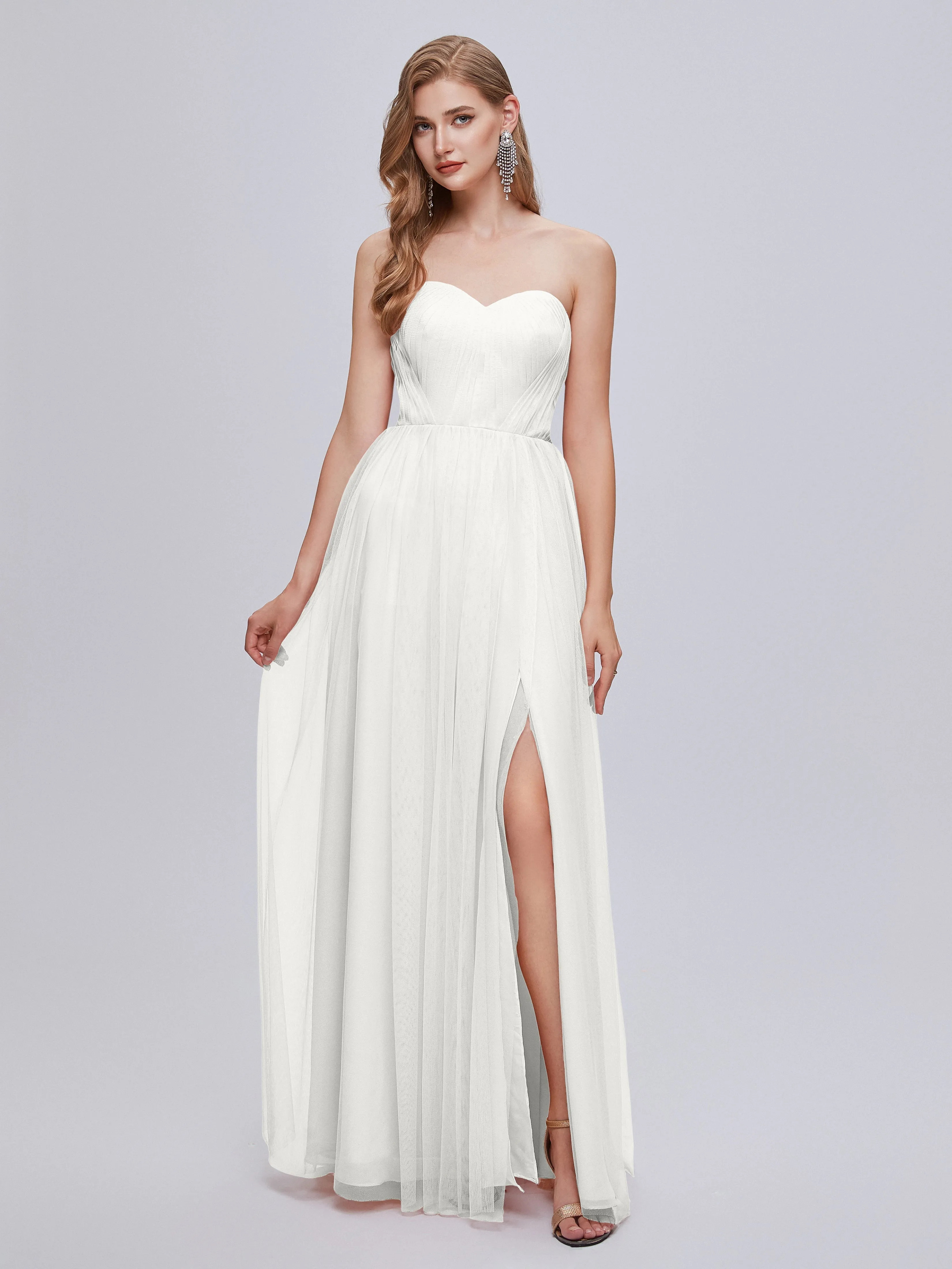 Ayla Split Convertible Chiffon Bridesmaid Dresses With Tulle