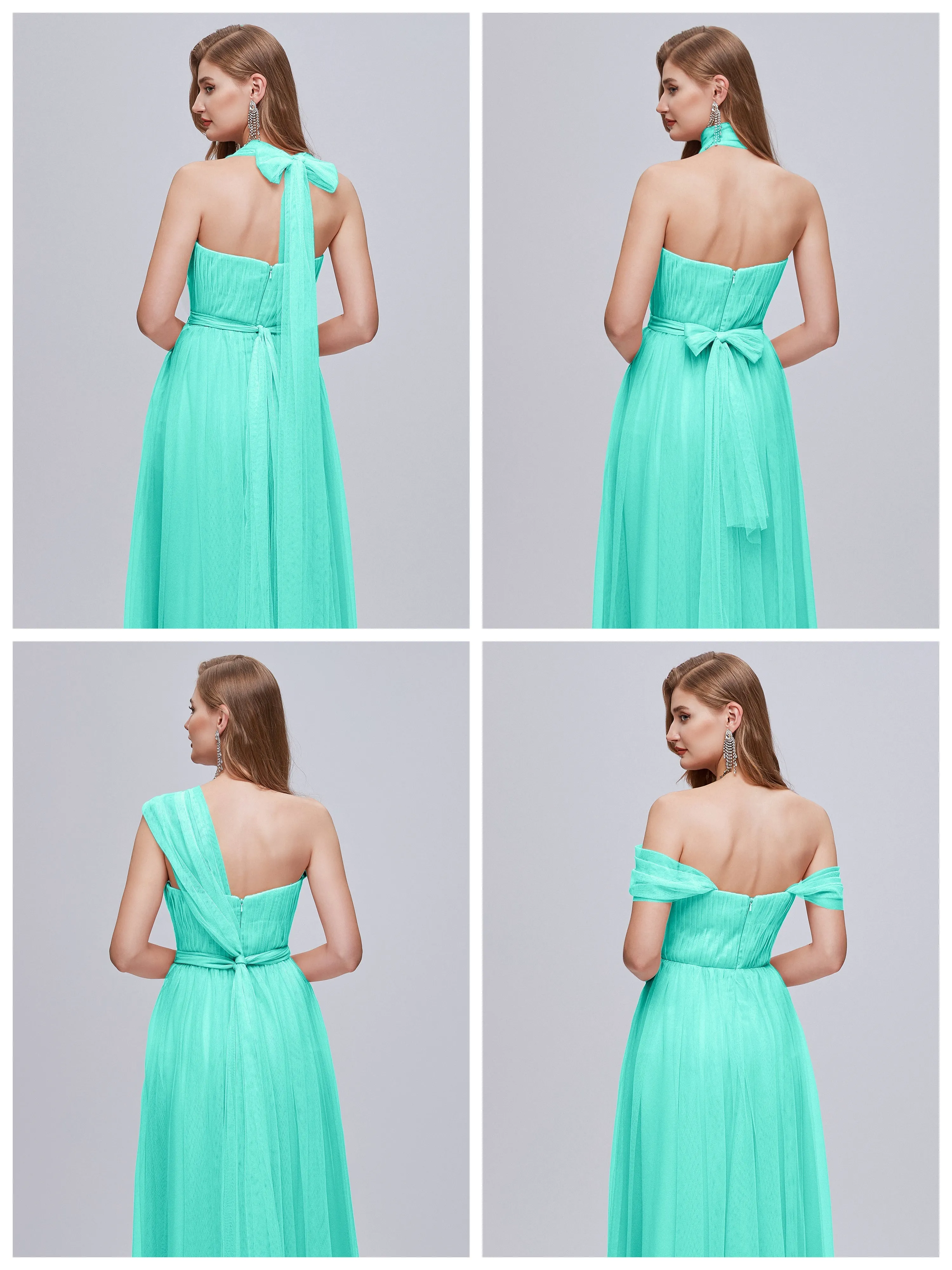 Ayla Split Convertible Chiffon Bridesmaid Dresses With Tulle