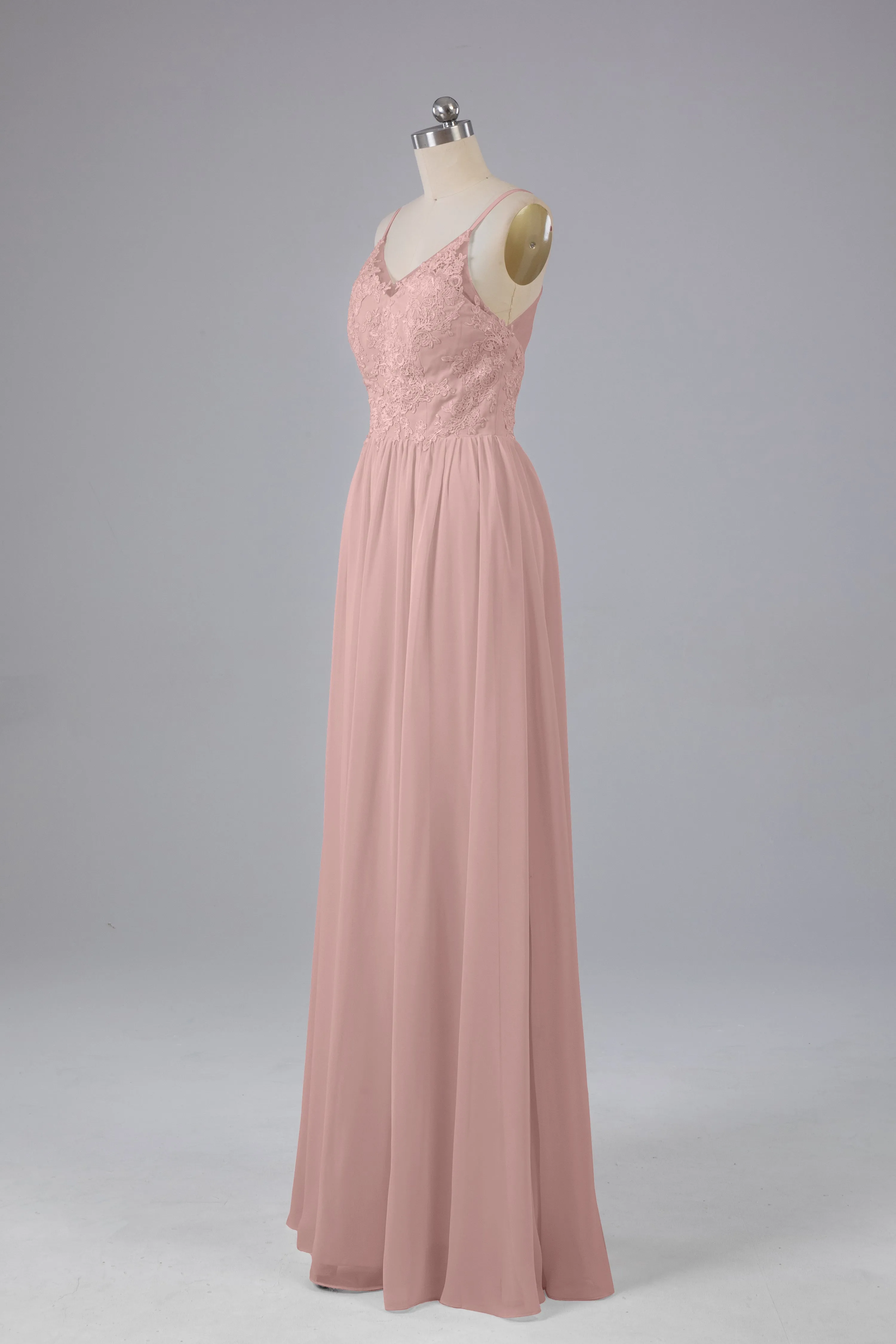 Beautiful Spaghetti Straps Backless Long Bridesmaid Dresses