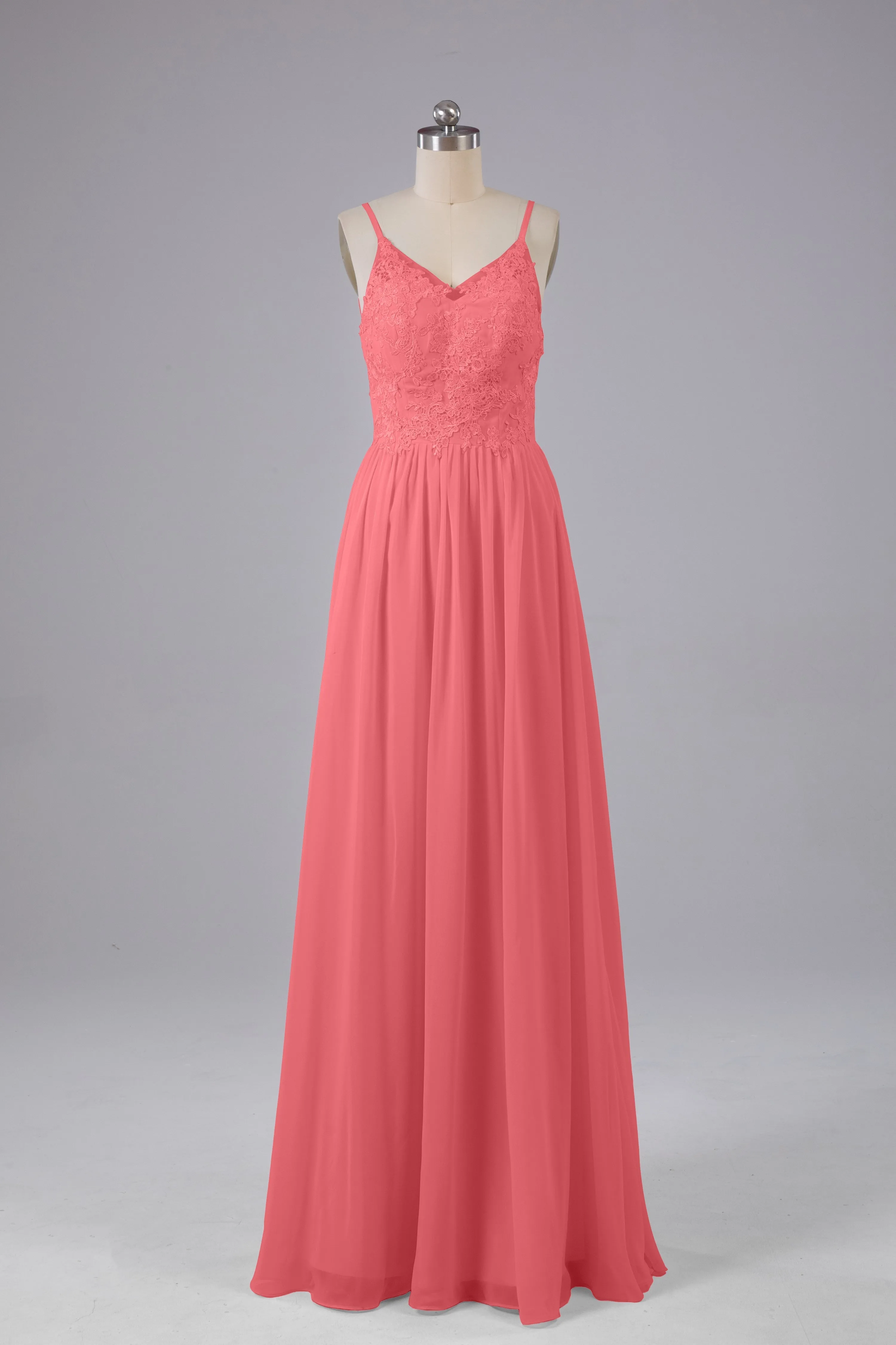 Beautiful Spaghetti Straps Backless Long Bridesmaid Dresses