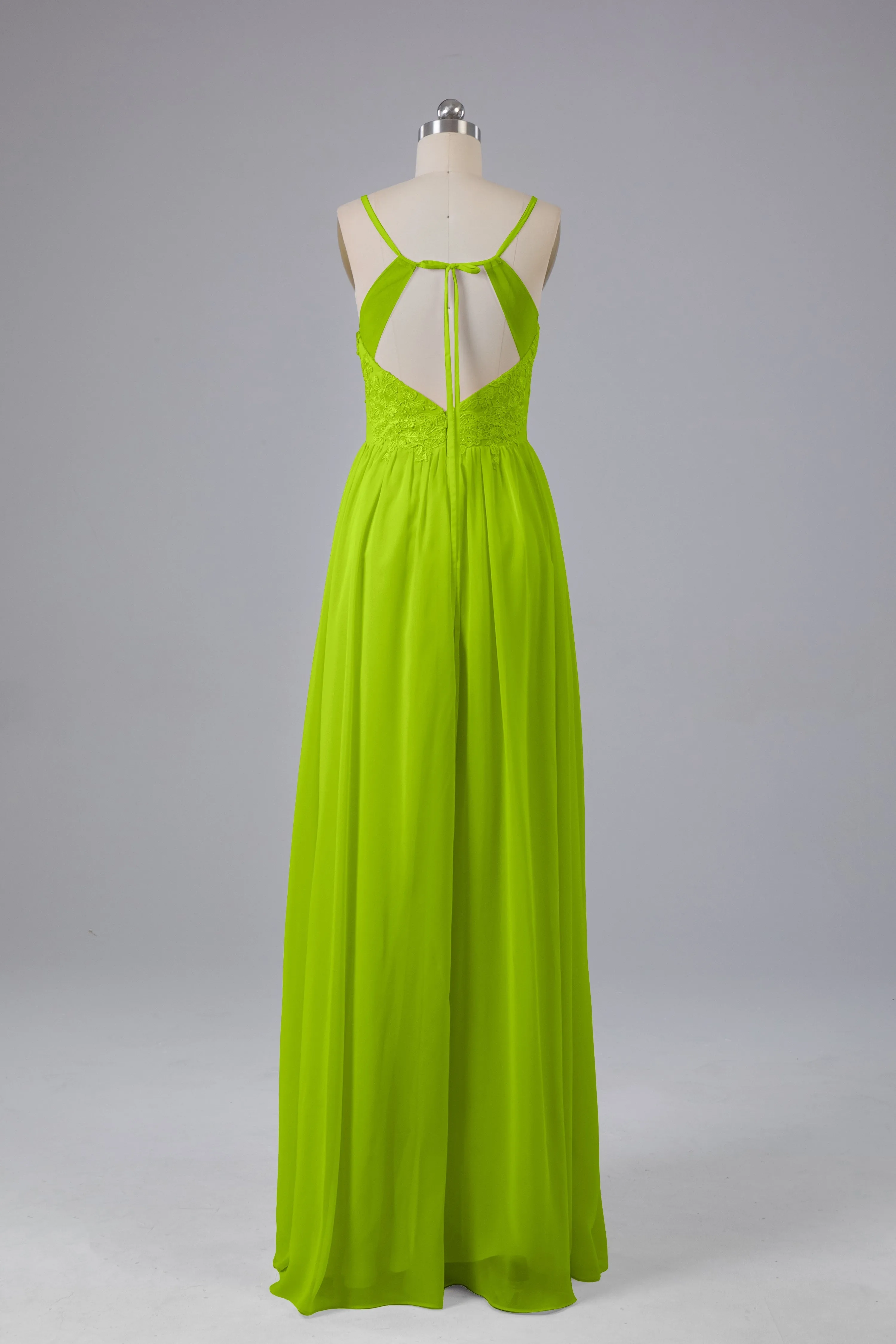 Beautiful Spaghetti Straps Backless Long Bridesmaid Dresses