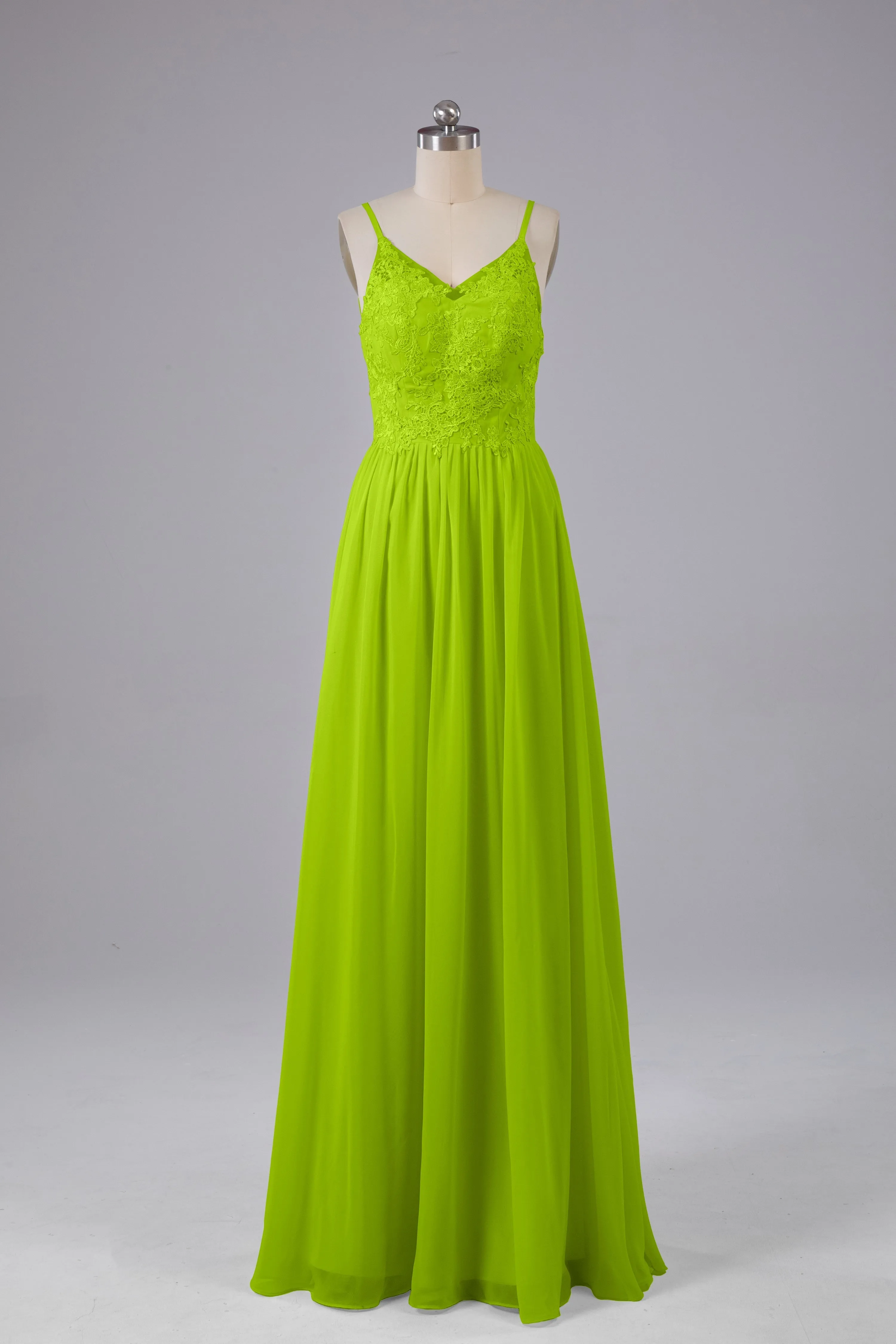 Beautiful Spaghetti Straps Backless Long Bridesmaid Dresses