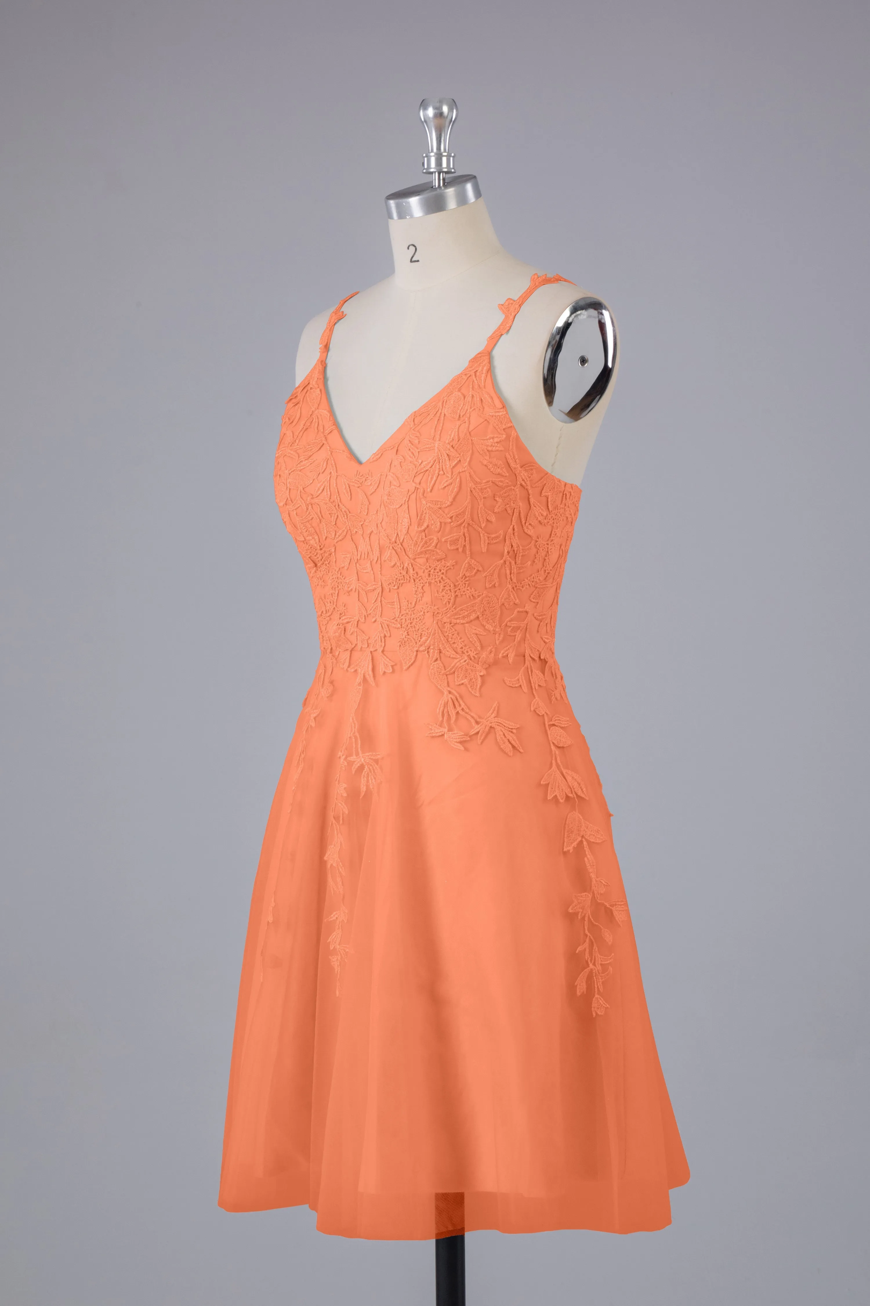 Beautiful Spaghetti Straps V Neck Bridesmaid Dresses