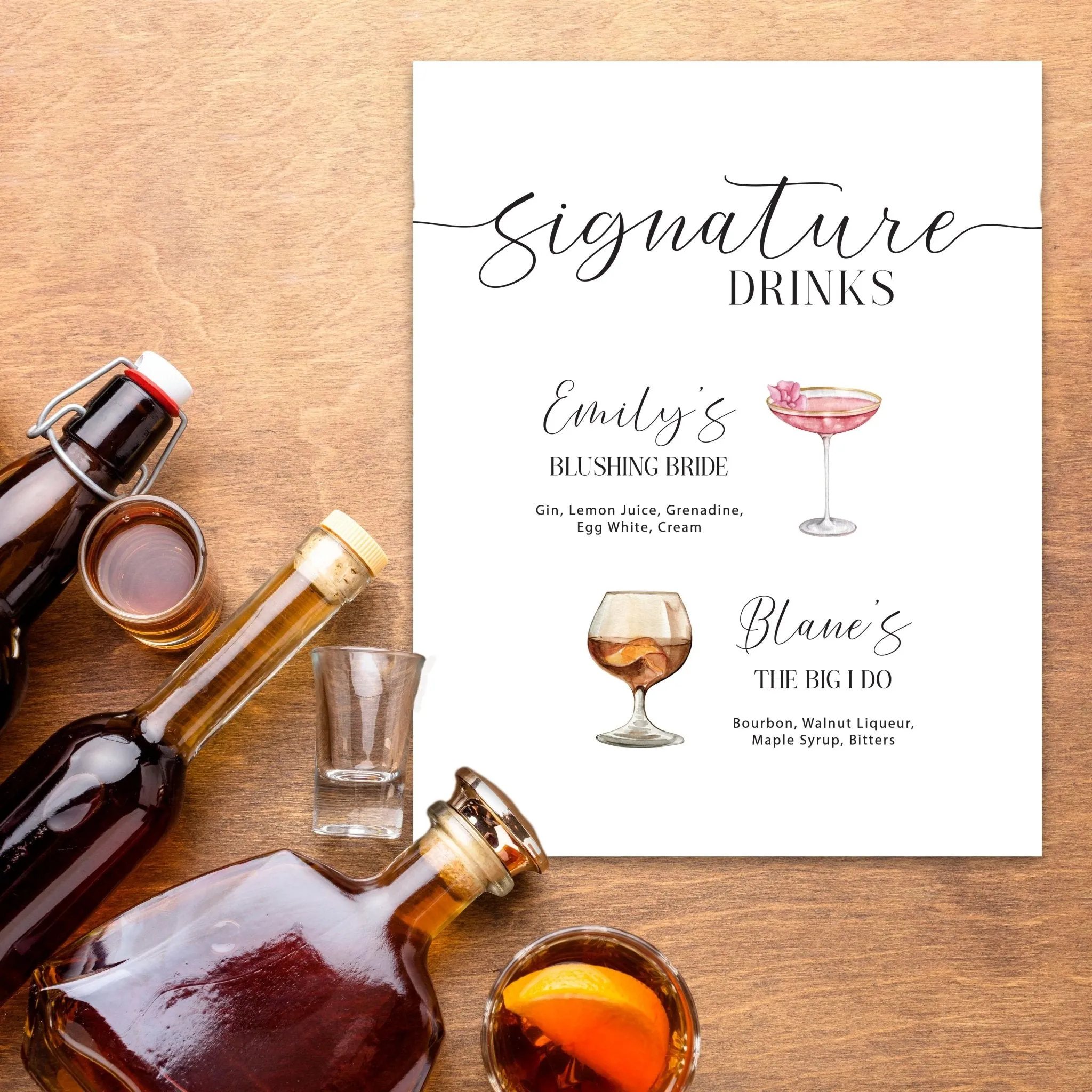 Bride and Groom Cocktails Signature Drink Sign