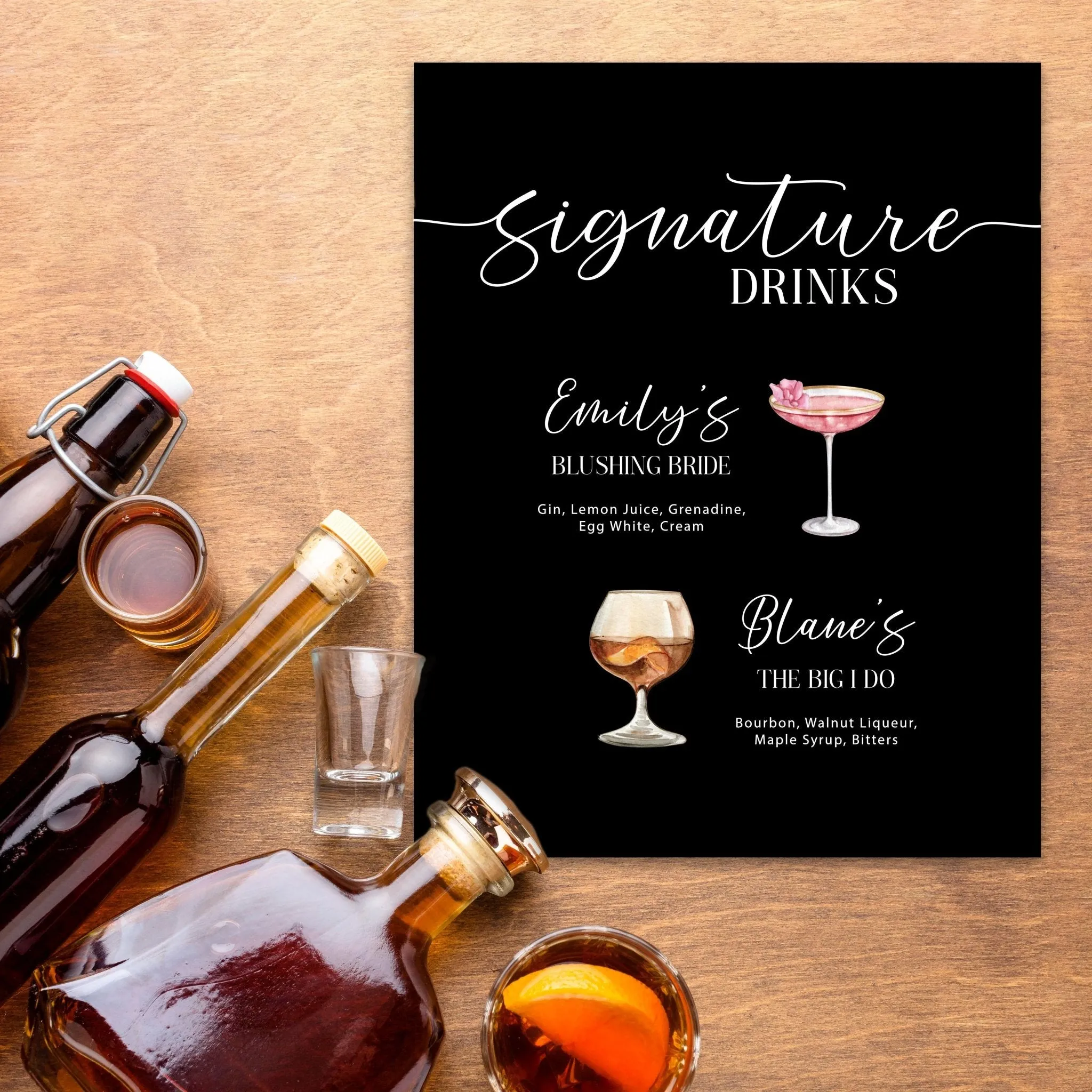 Bride and Groom Cocktails Signature Drink Sign
