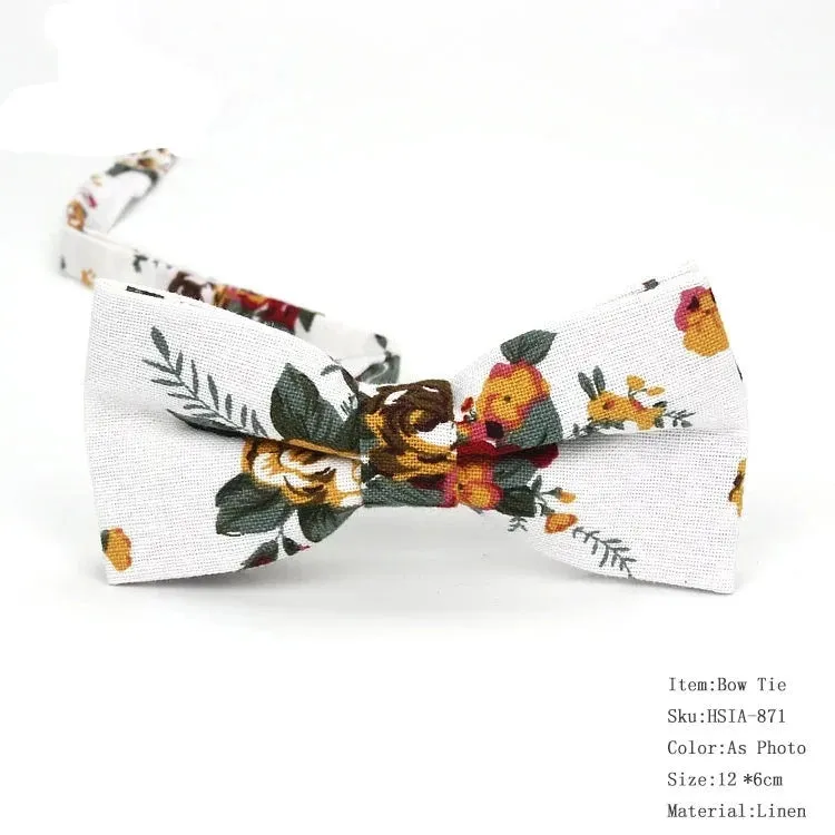 Country Style Floral Linen Bow Ties