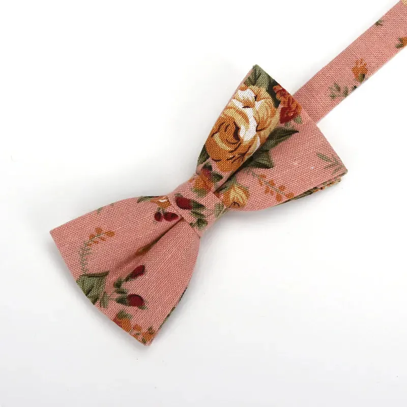 Country Style Floral Linen Bow Ties