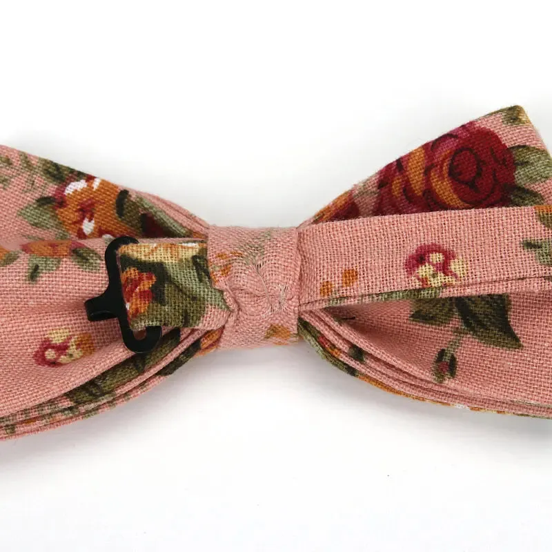 Country Style Floral Linen Bow Ties