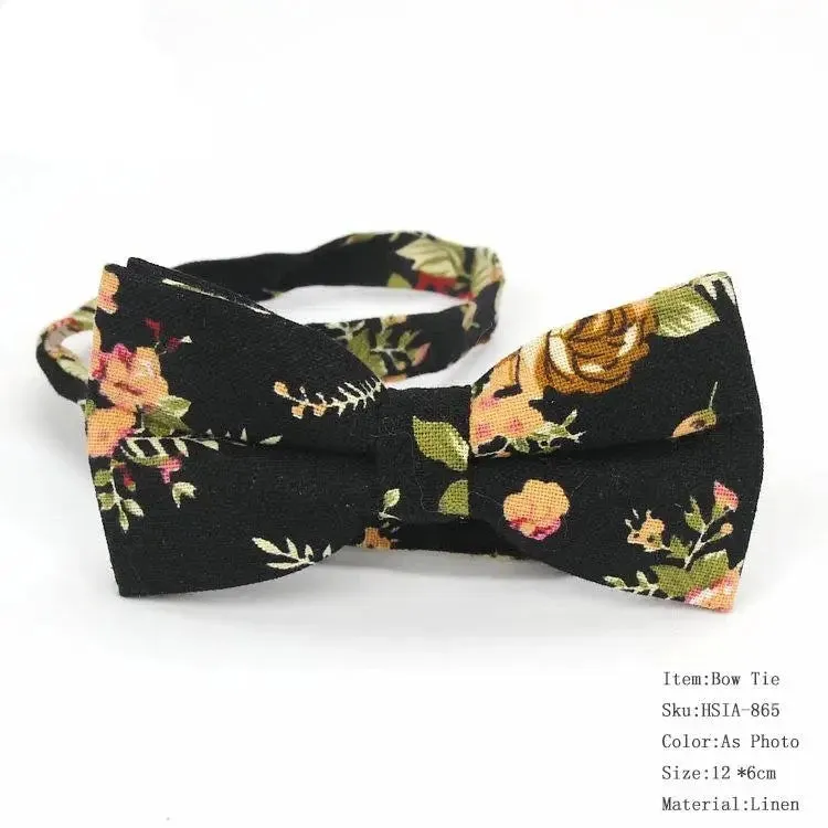 Country Style Floral Linen Bow Ties