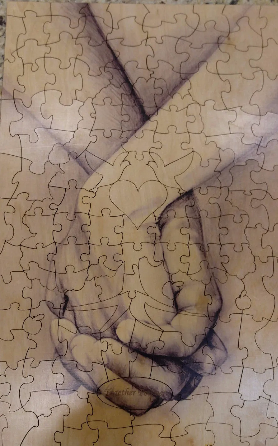 Custom Hand in Hand Wedding Guest Book Box Puzzle