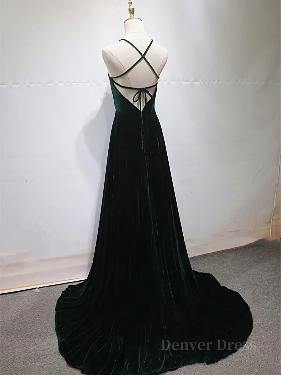 Dark Green Backless Long Prom Dresses Dark Green Long Formal Evening Bridesmaid Dresses