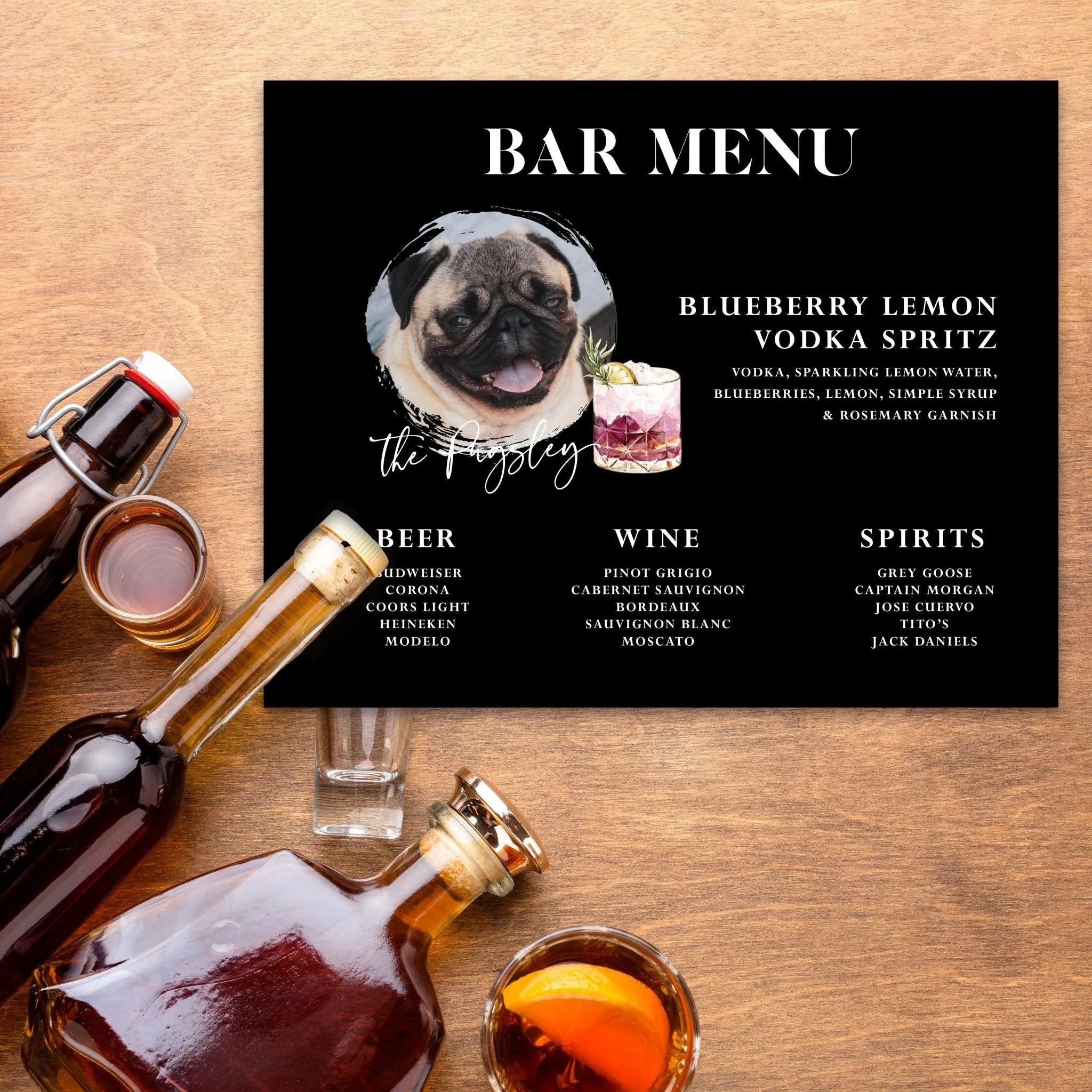 Dog Bar Menu Wedding Bar Sign