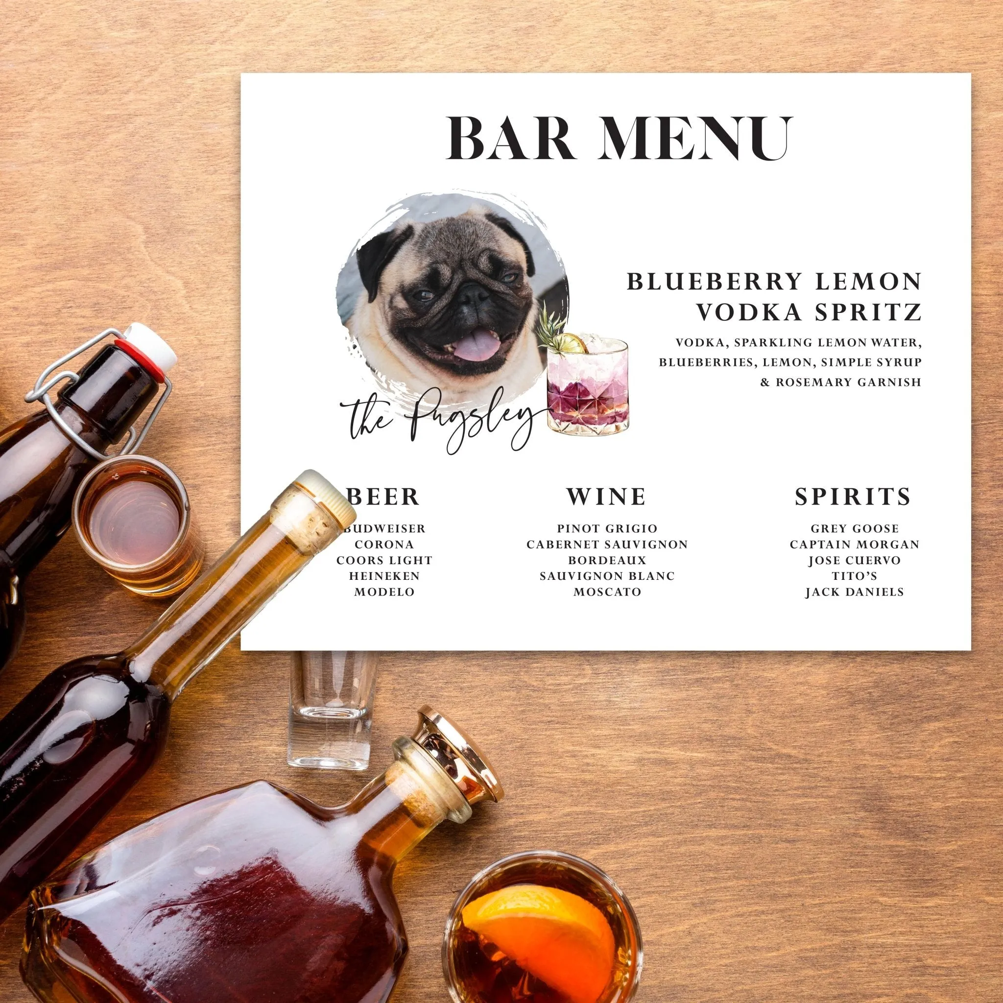 Dog Bar Menu Wedding Bar Sign