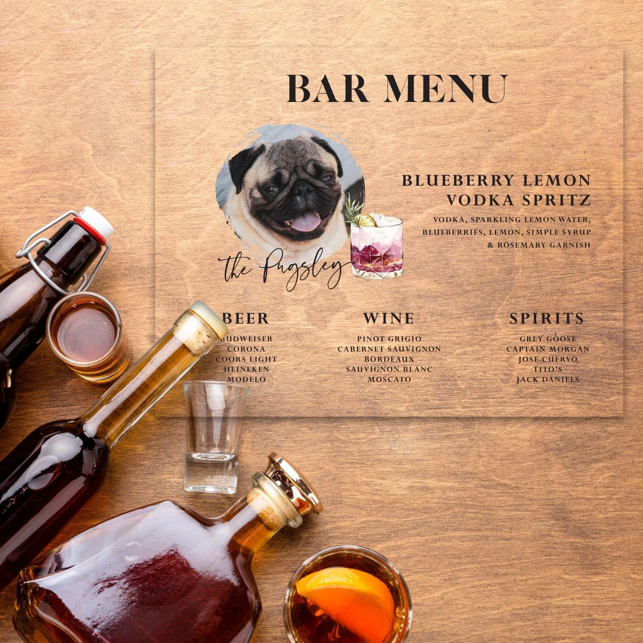 Dog Bar Menu Wedding Bar Sign