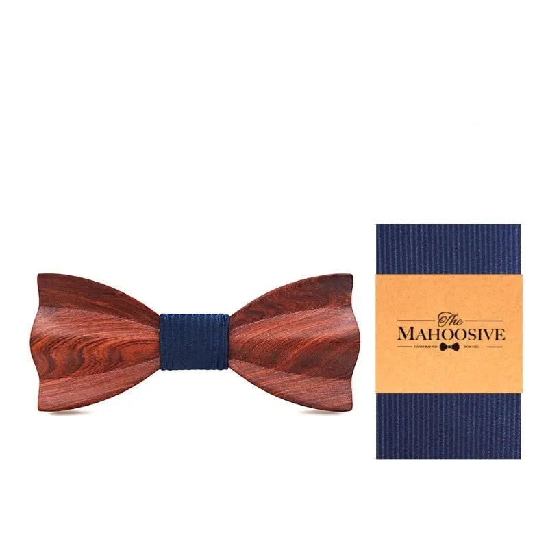 Hand Painted Wooden Bow Tie and Pocket Square Gift Box Sets