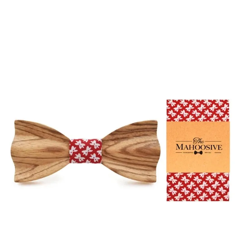 Hand Painted Wooden Bow Tie and Pocket Square Gift Box Sets