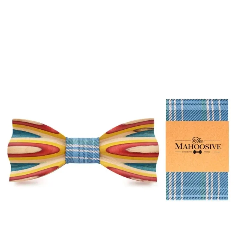 Hand Painted Wooden Bow Tie and Pocket Square Gift Box Sets