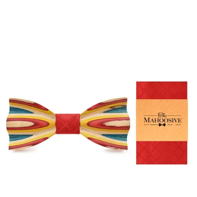 Hand Painted Wooden Bow Tie and Pocket Square Gift Box Sets