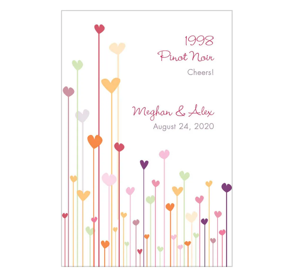 Hearts Wedding Wine Labels
