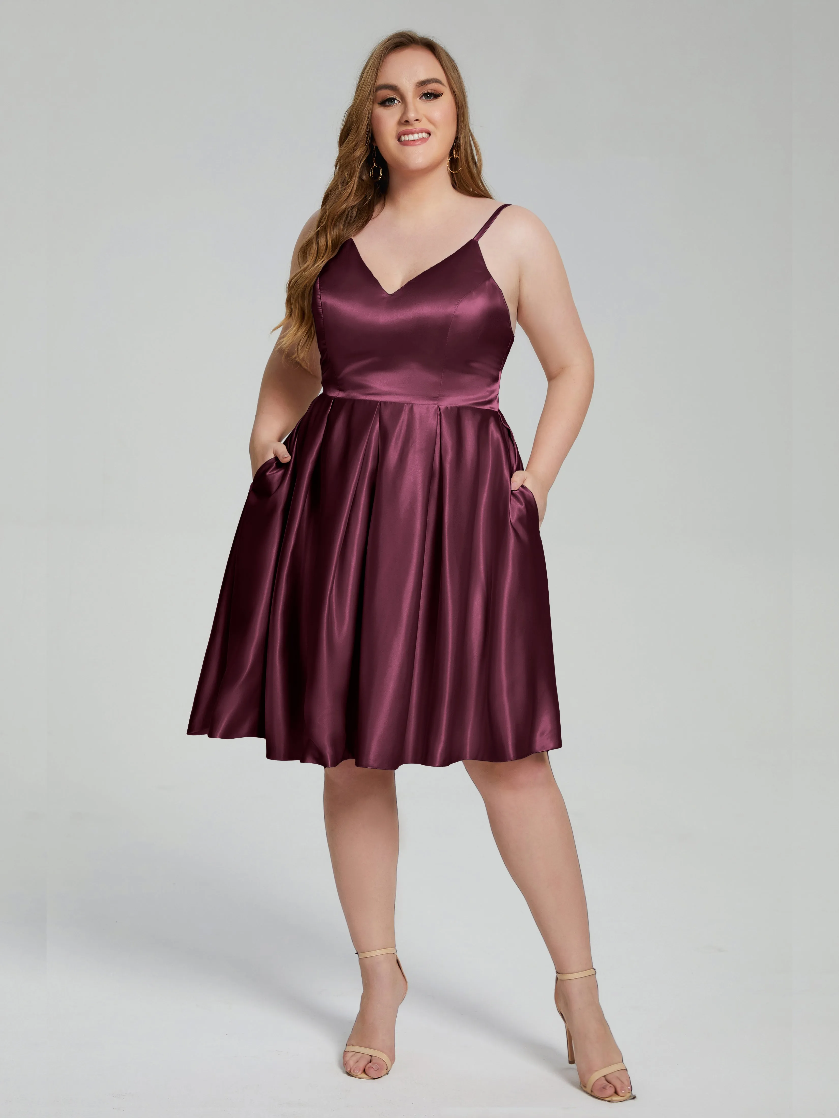 Josie Cute V Neck Short Plus Size Bridesmaid Dresses