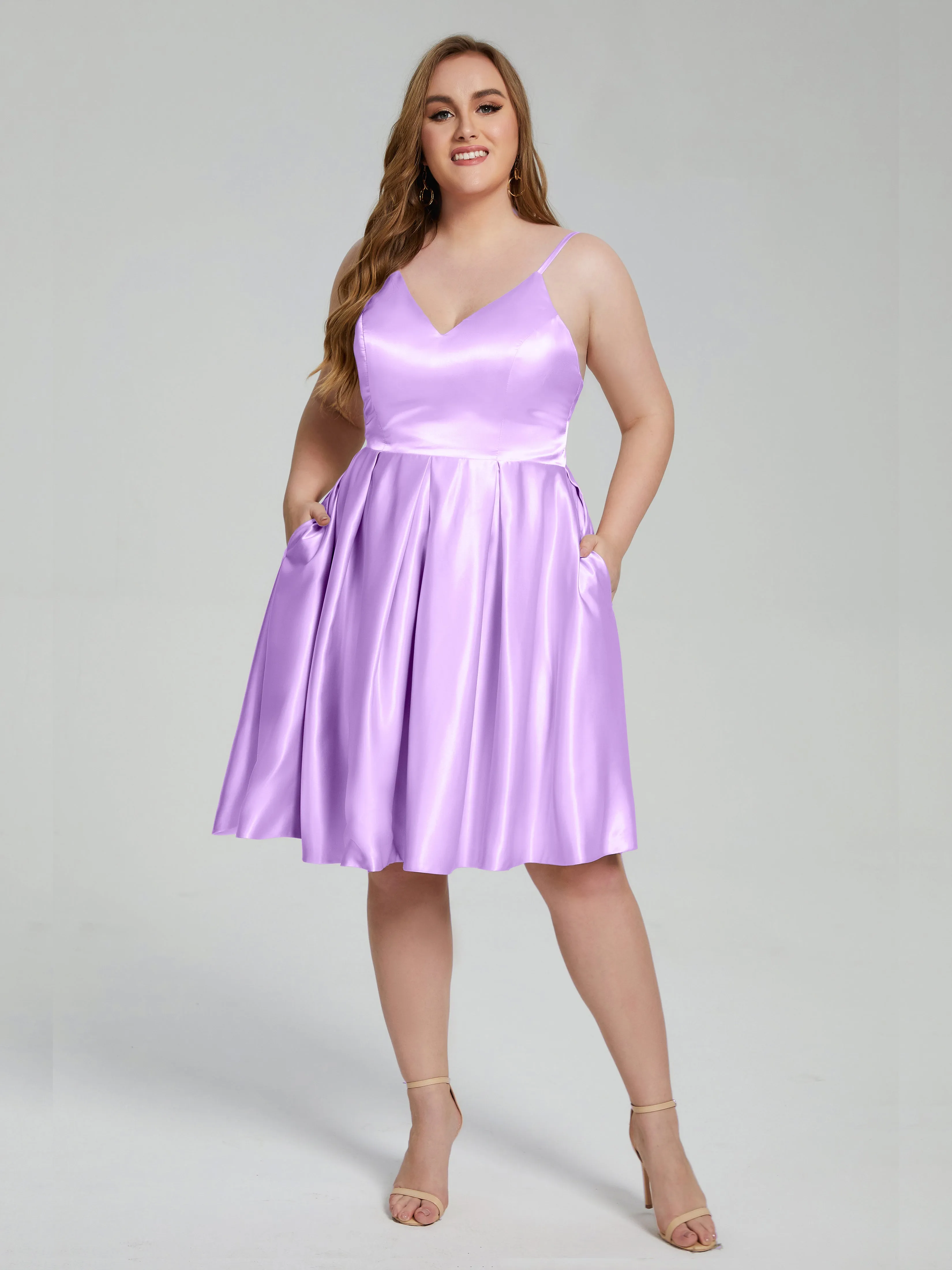 Josie Cute V Neck Short Plus Size Bridesmaid Dresses