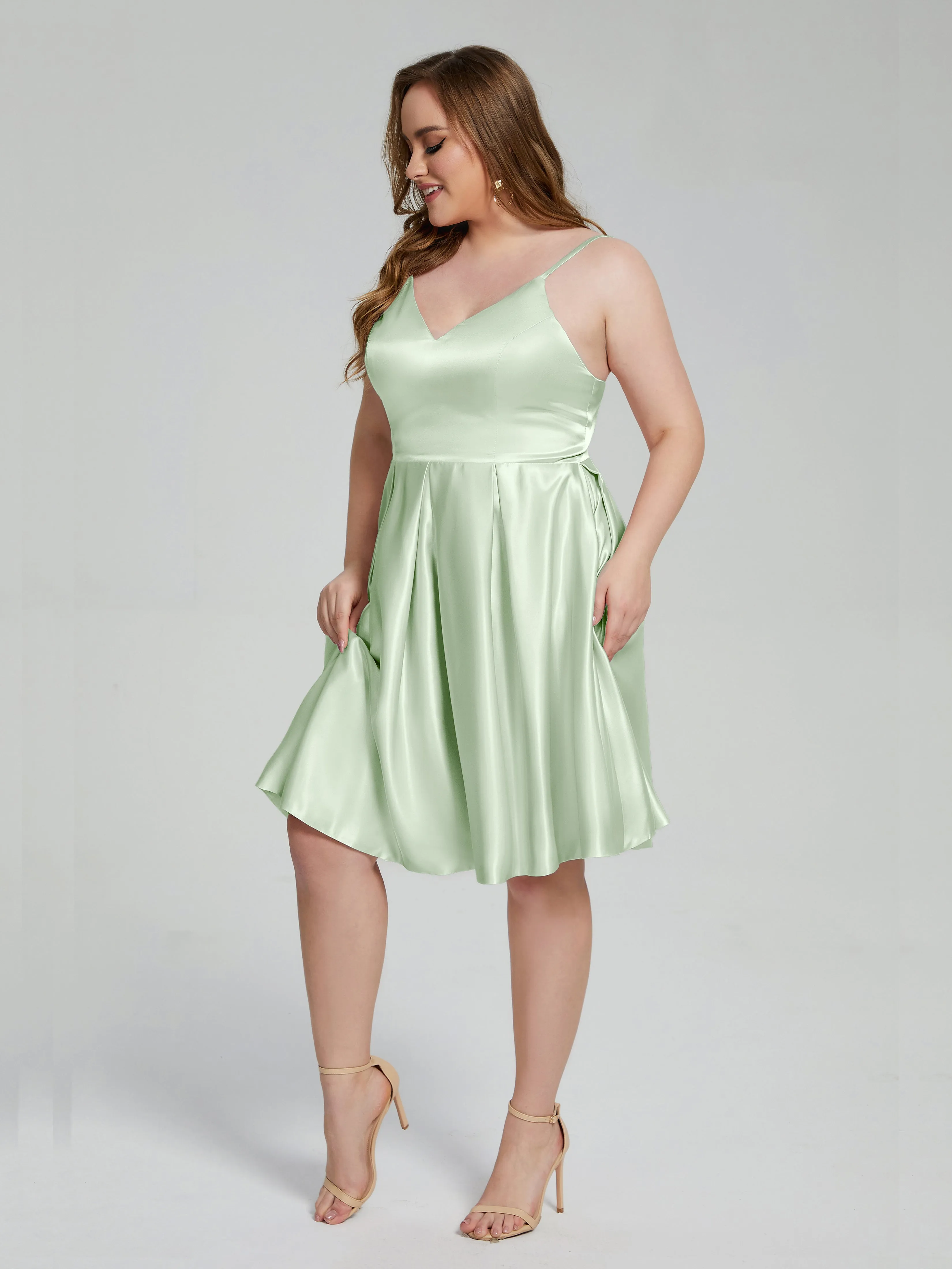 Josie Cute V Neck Short Plus Size Bridesmaid Dresses