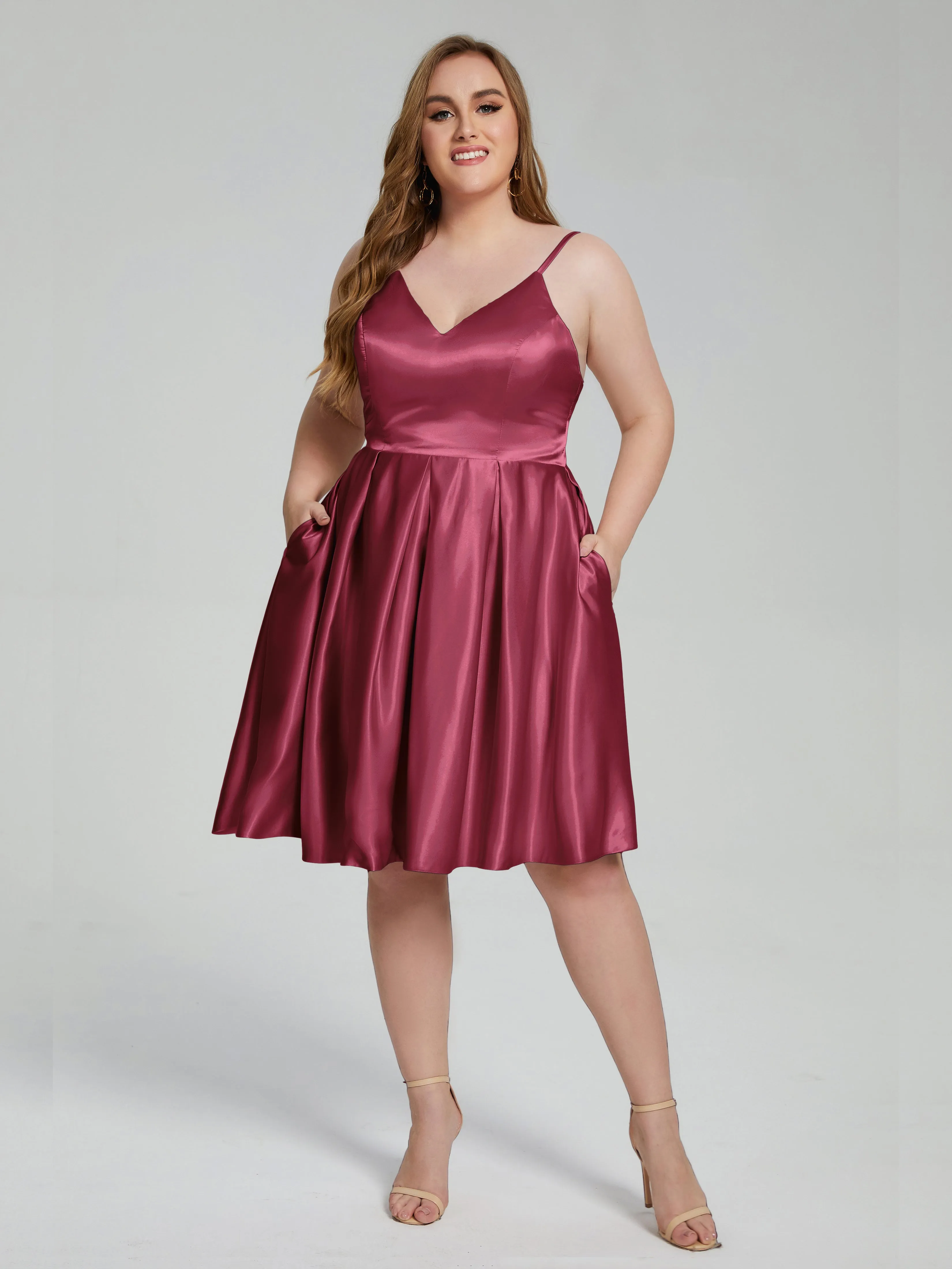 Josie Cute V Neck Short Plus Size Bridesmaid Dresses