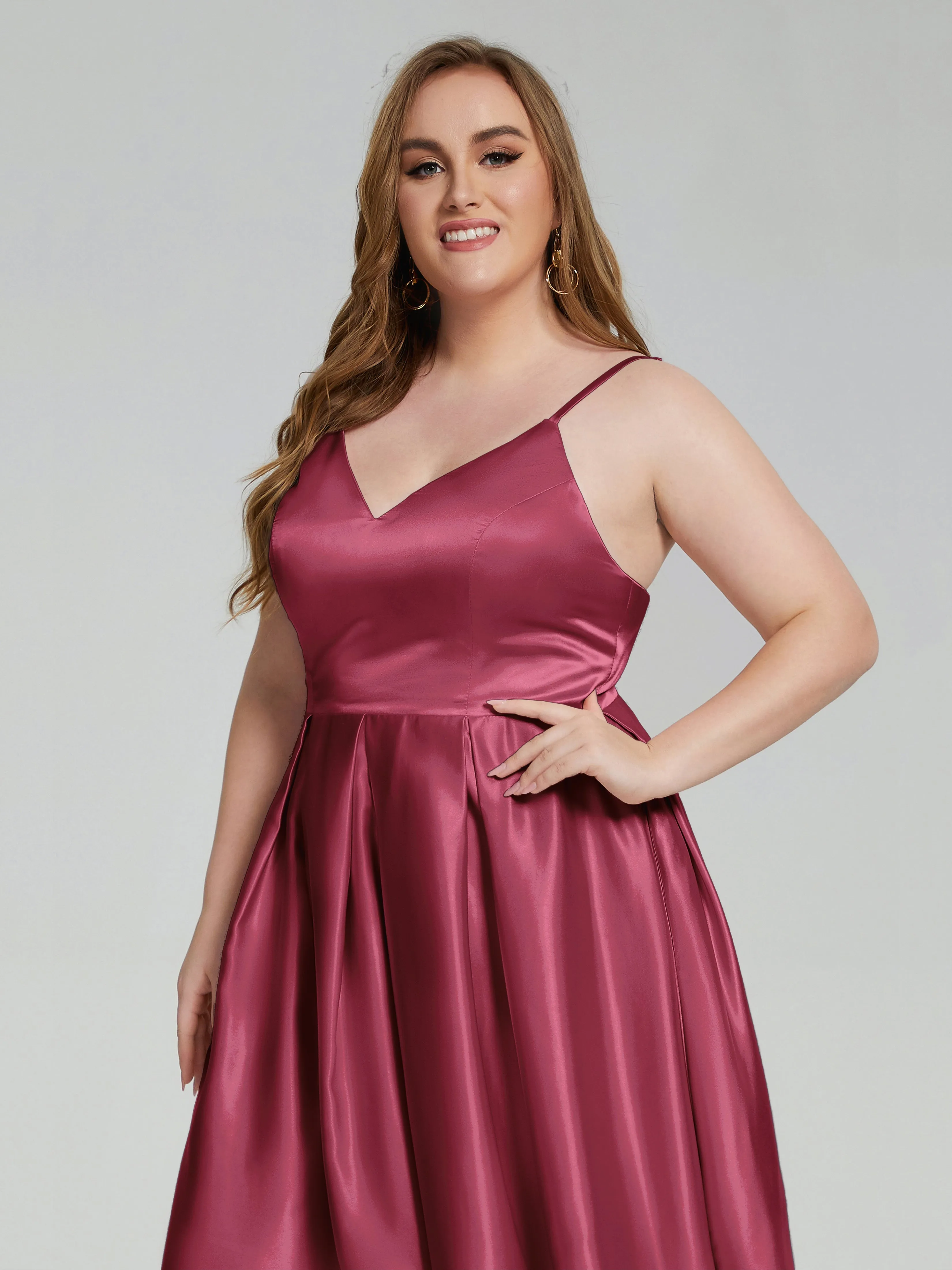 Josie Cute V Neck Short Plus Size Bridesmaid Dresses