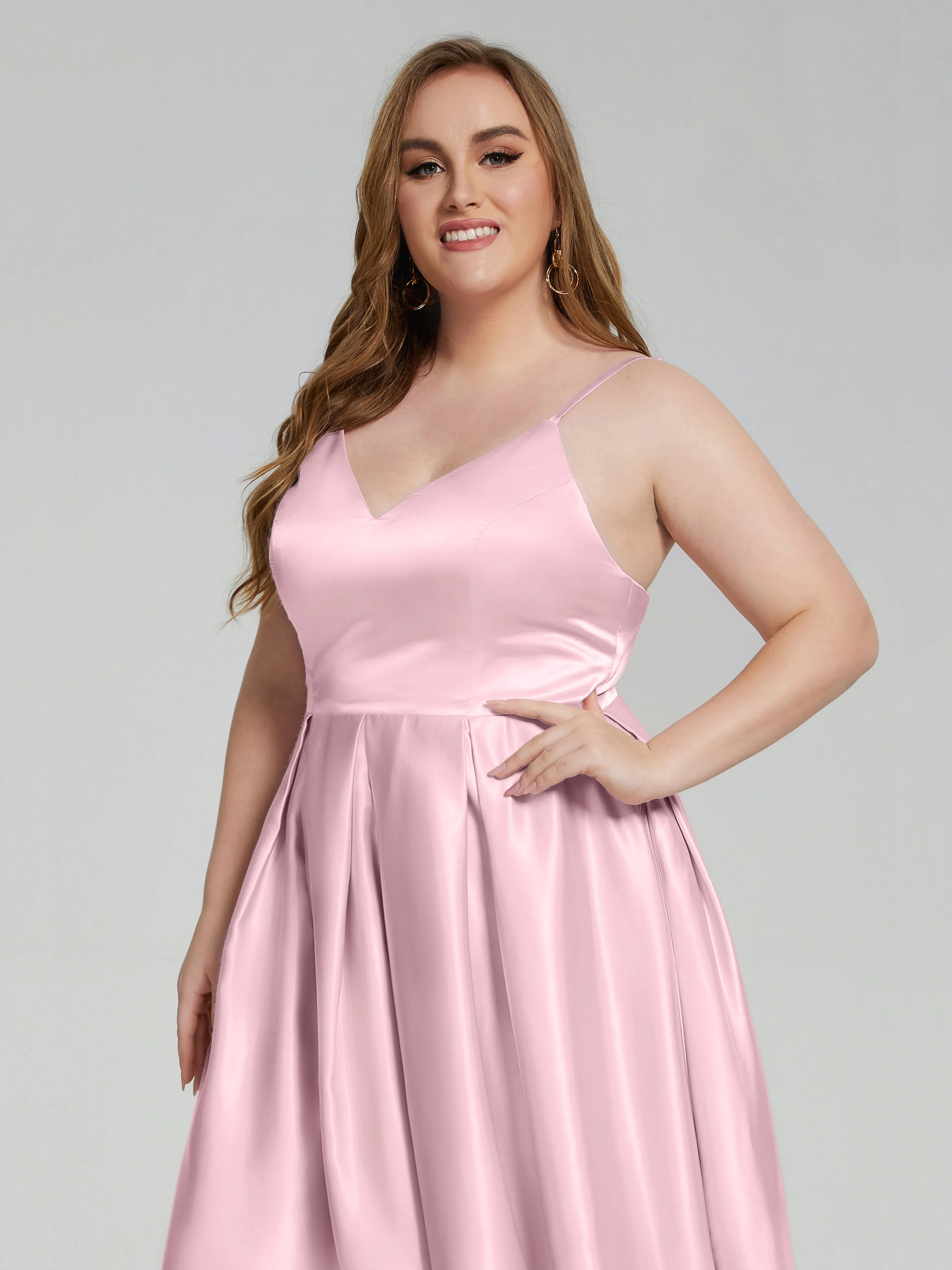 Josie Cute V Neck Short Plus Size Bridesmaid Dresses