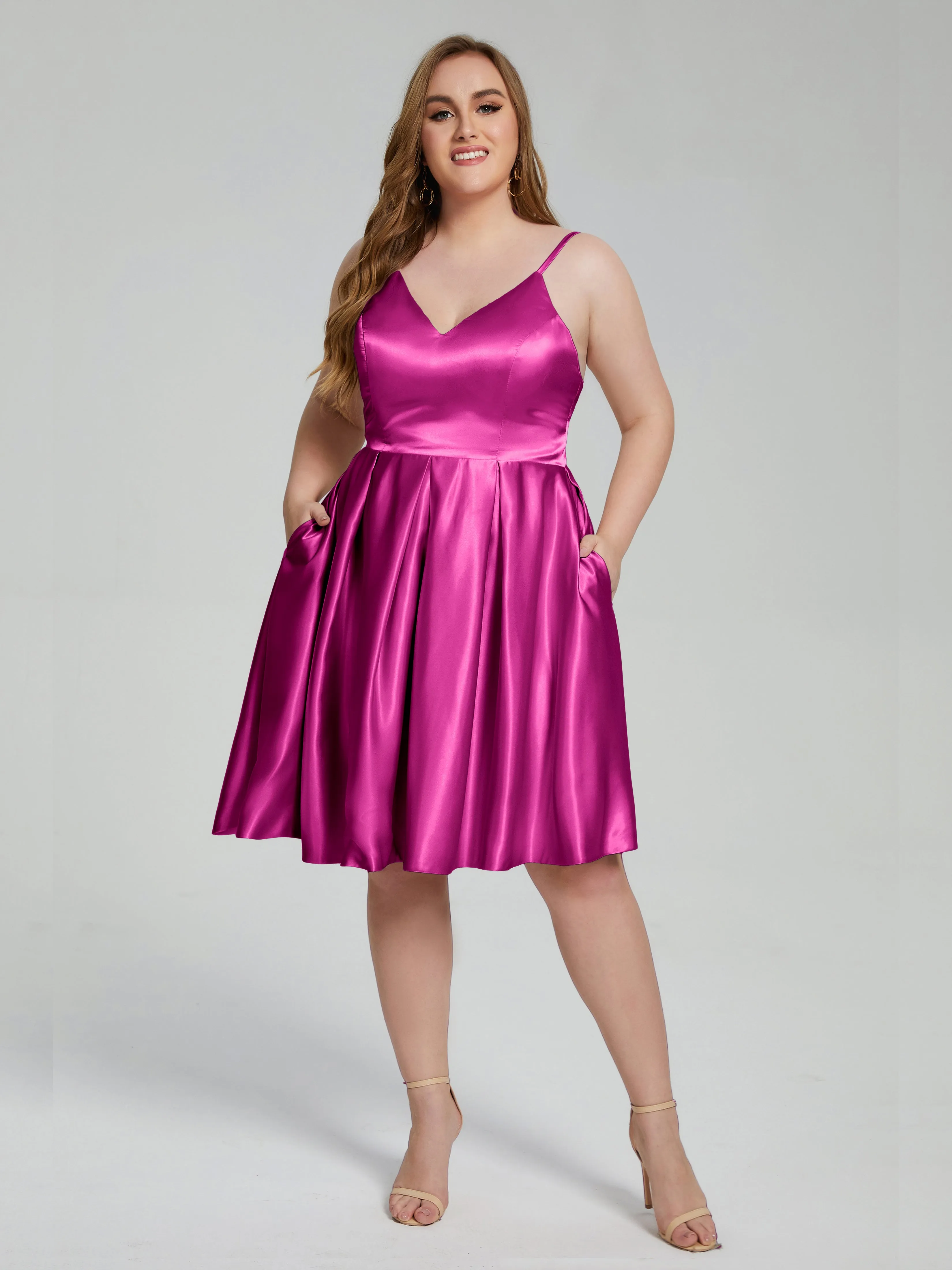Josie Cute V Neck Short Plus Size Bridesmaid Dresses
