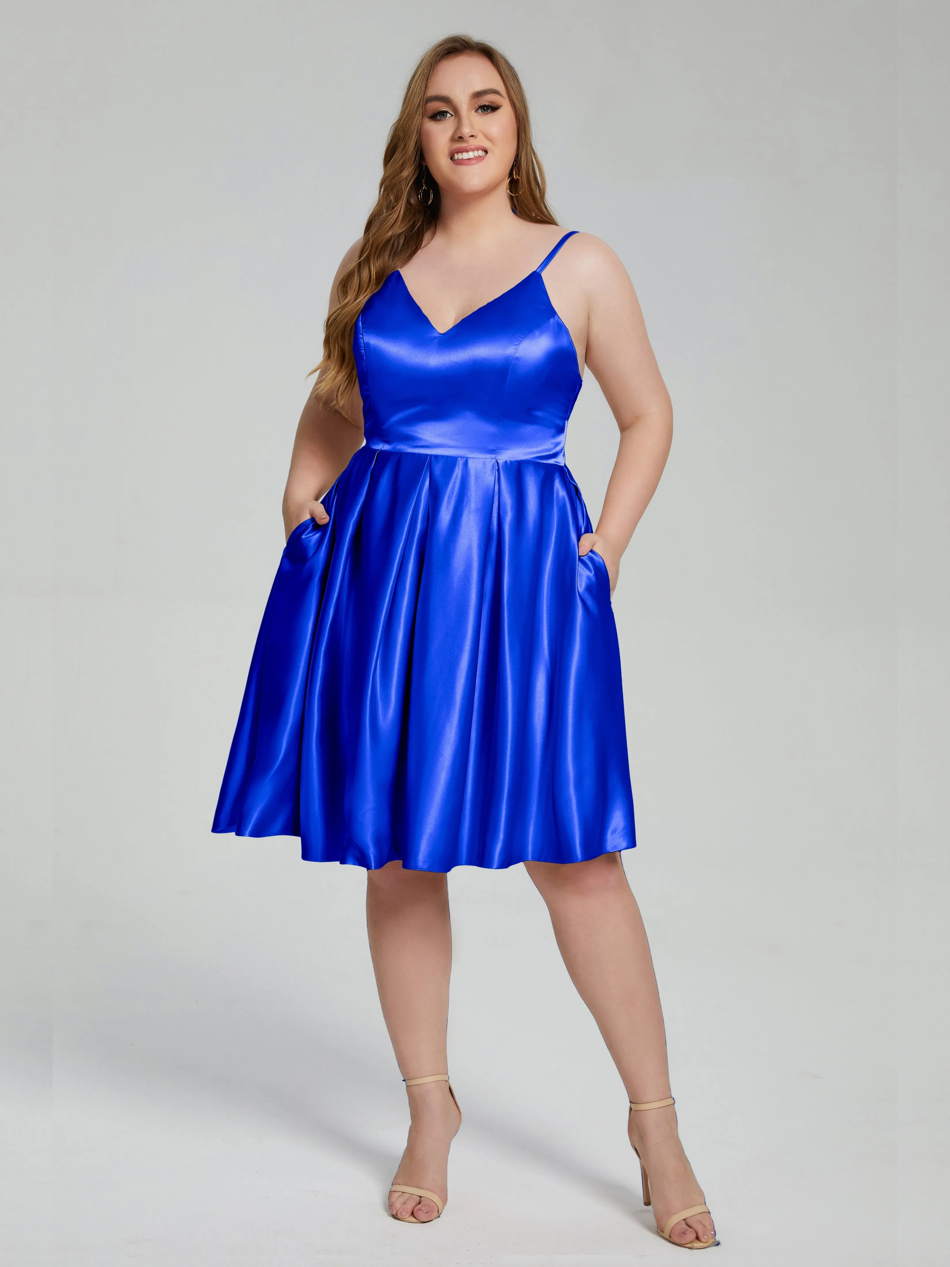 Josie Cute V Neck Short Plus Size Bridesmaid Dresses